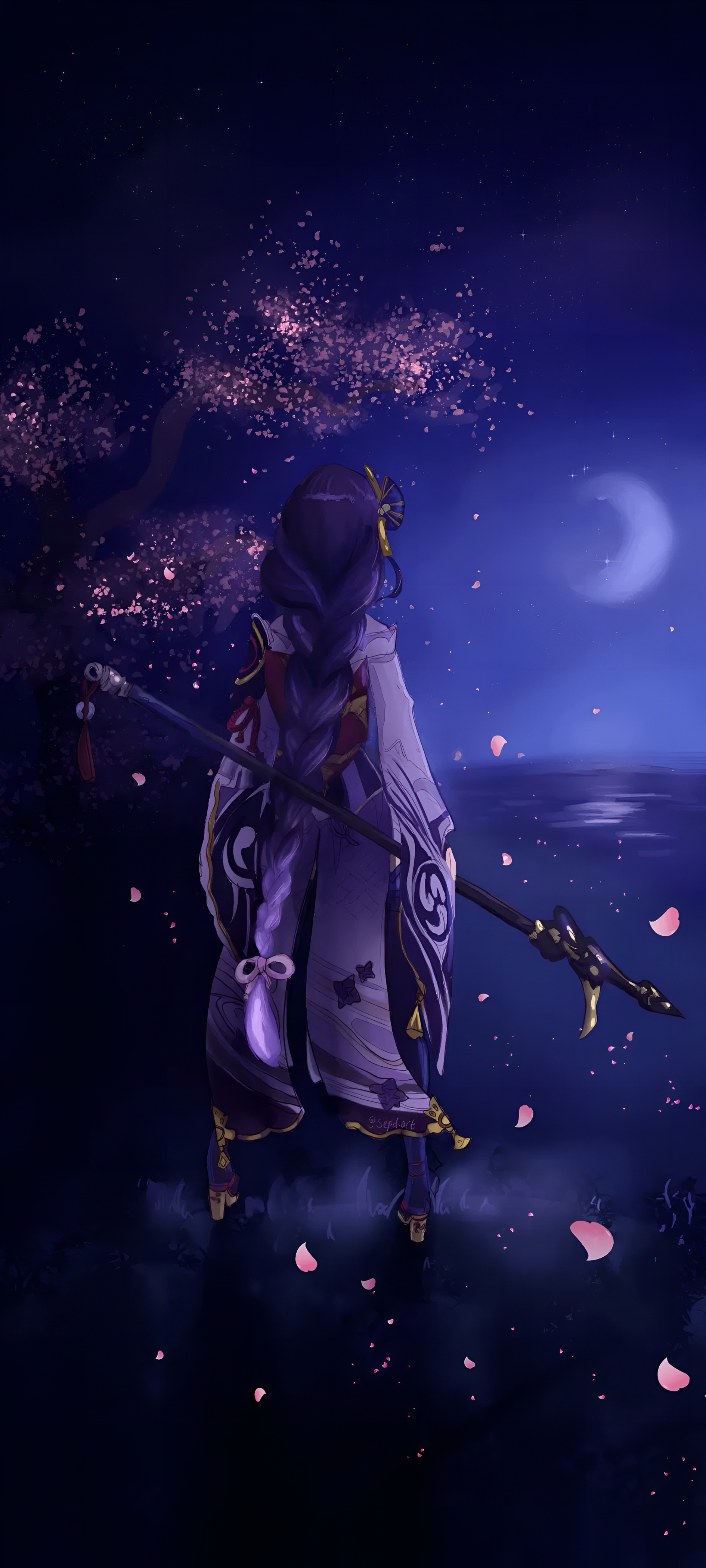 Raiden Shogun Night Cherry Blossom Wallpaper