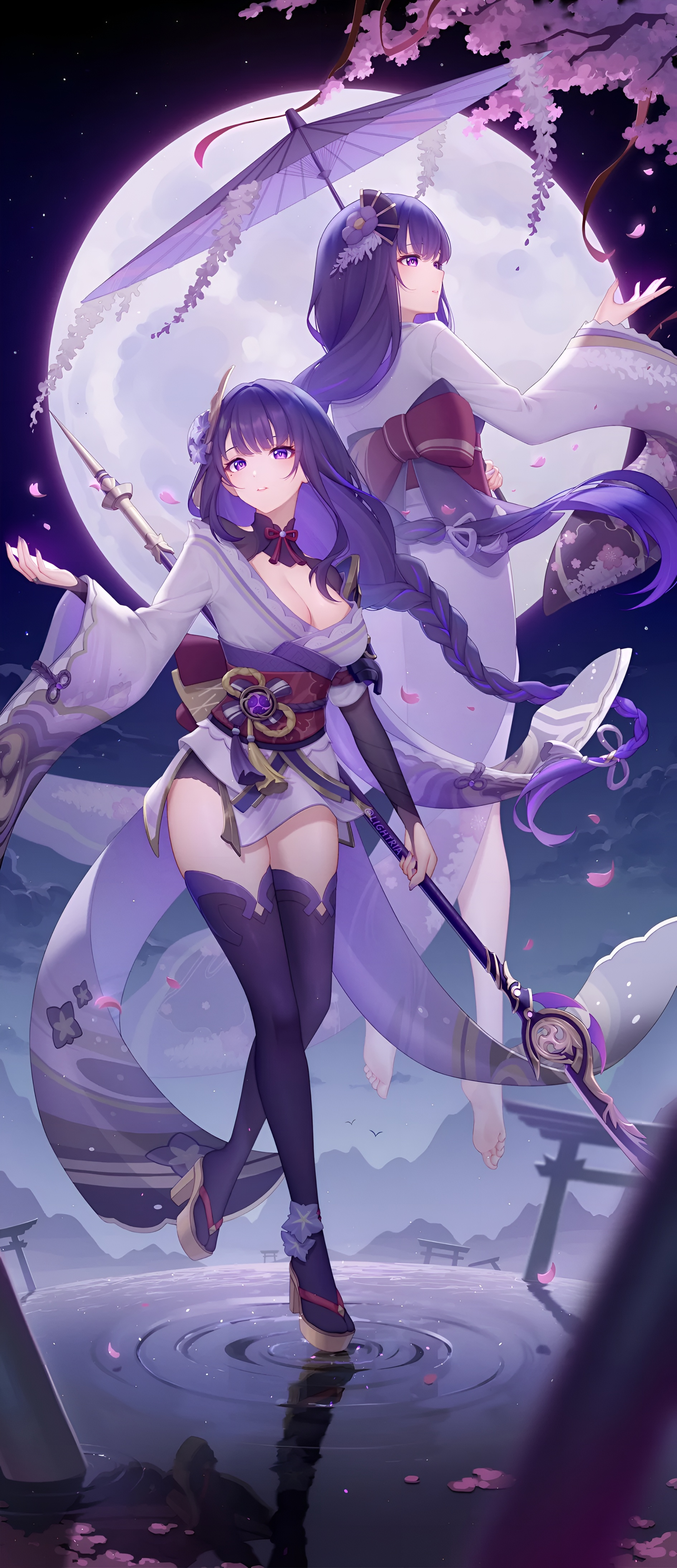 Raiden Shogun Moonlit Night 4K Wallpaper