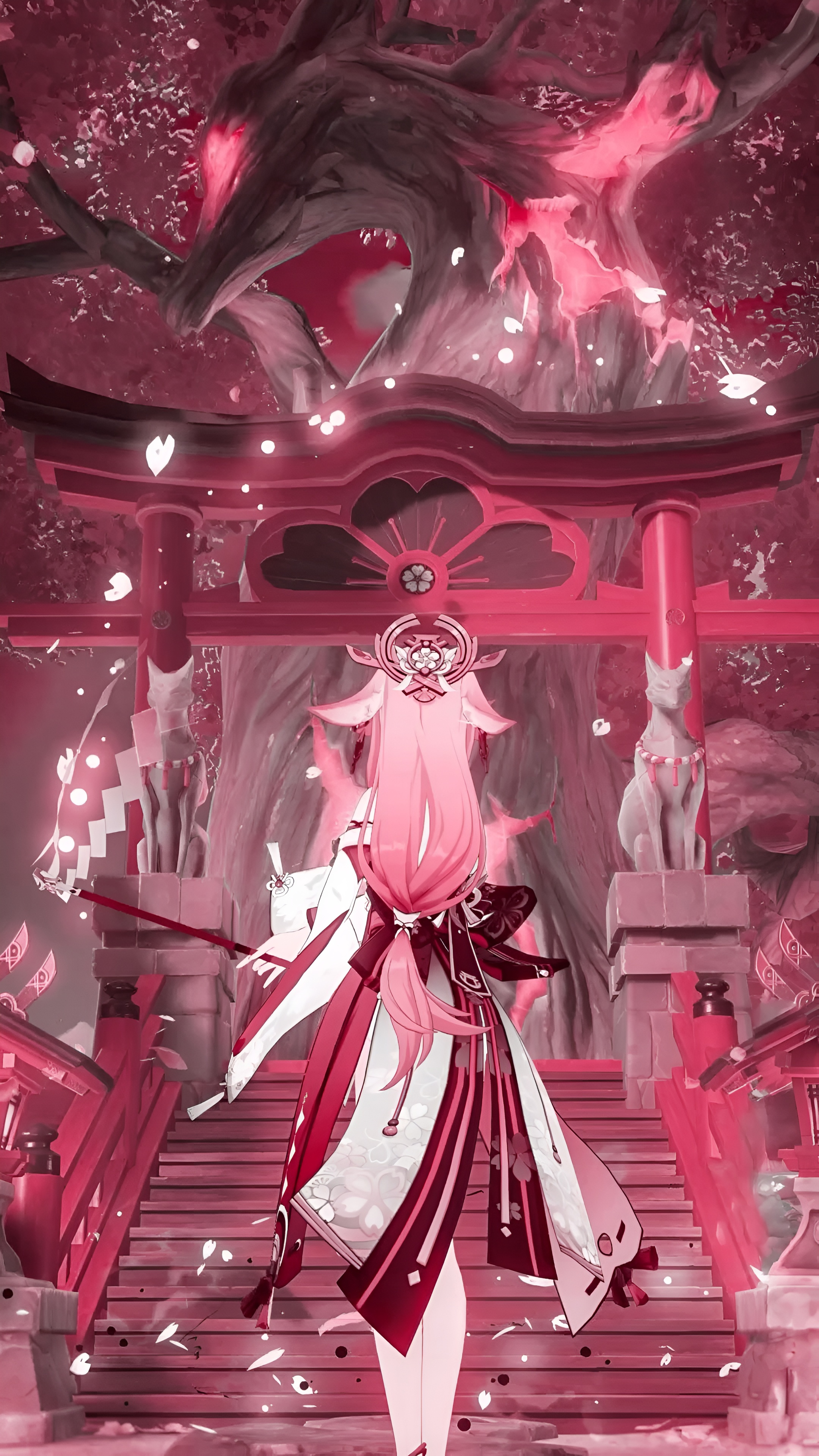 Yae Miko Shrine Wallpaper – Genshin Impact 4K
