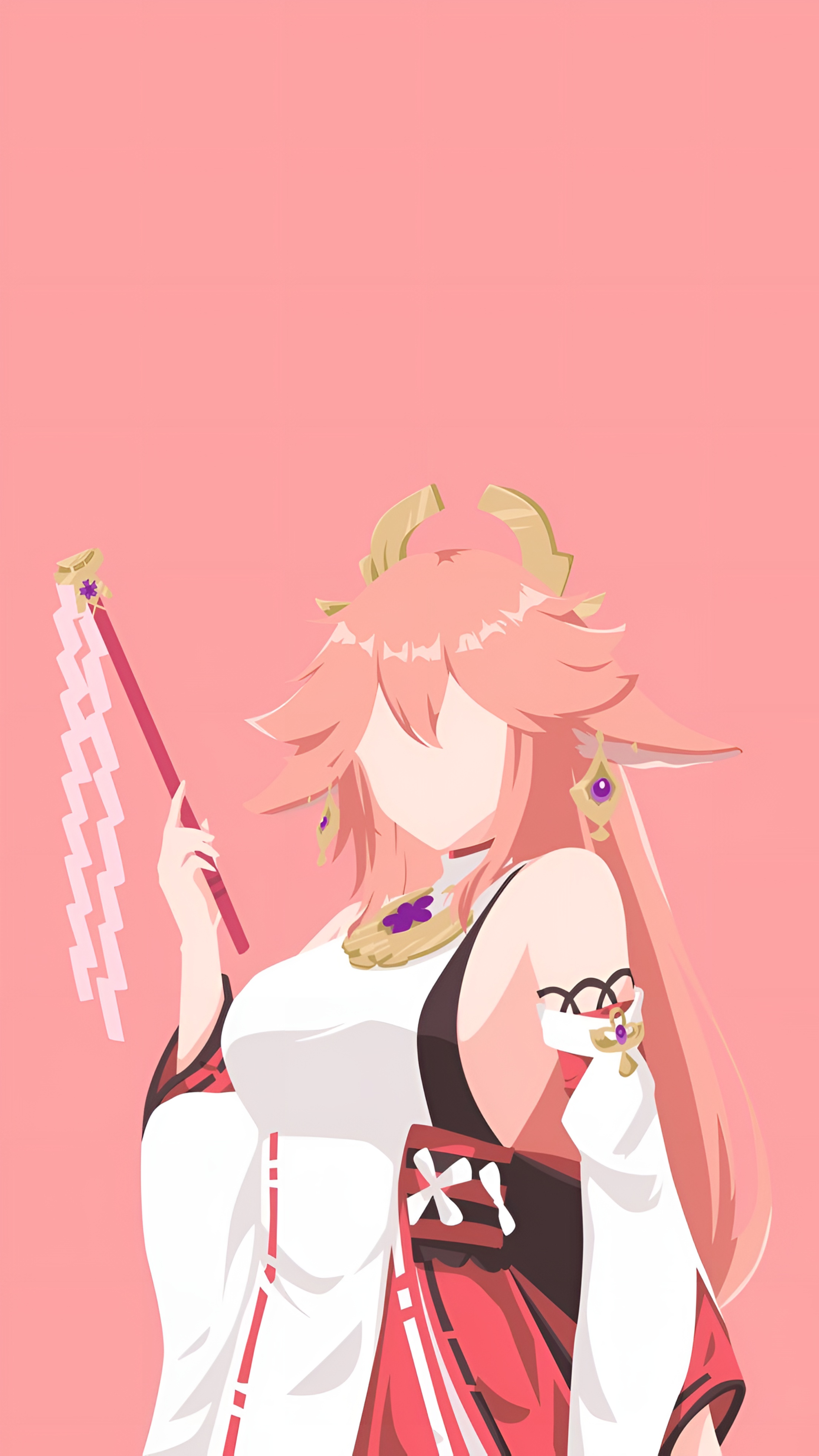 Yae Miko Genshin Impact Minimalist 4K Wallpaper
