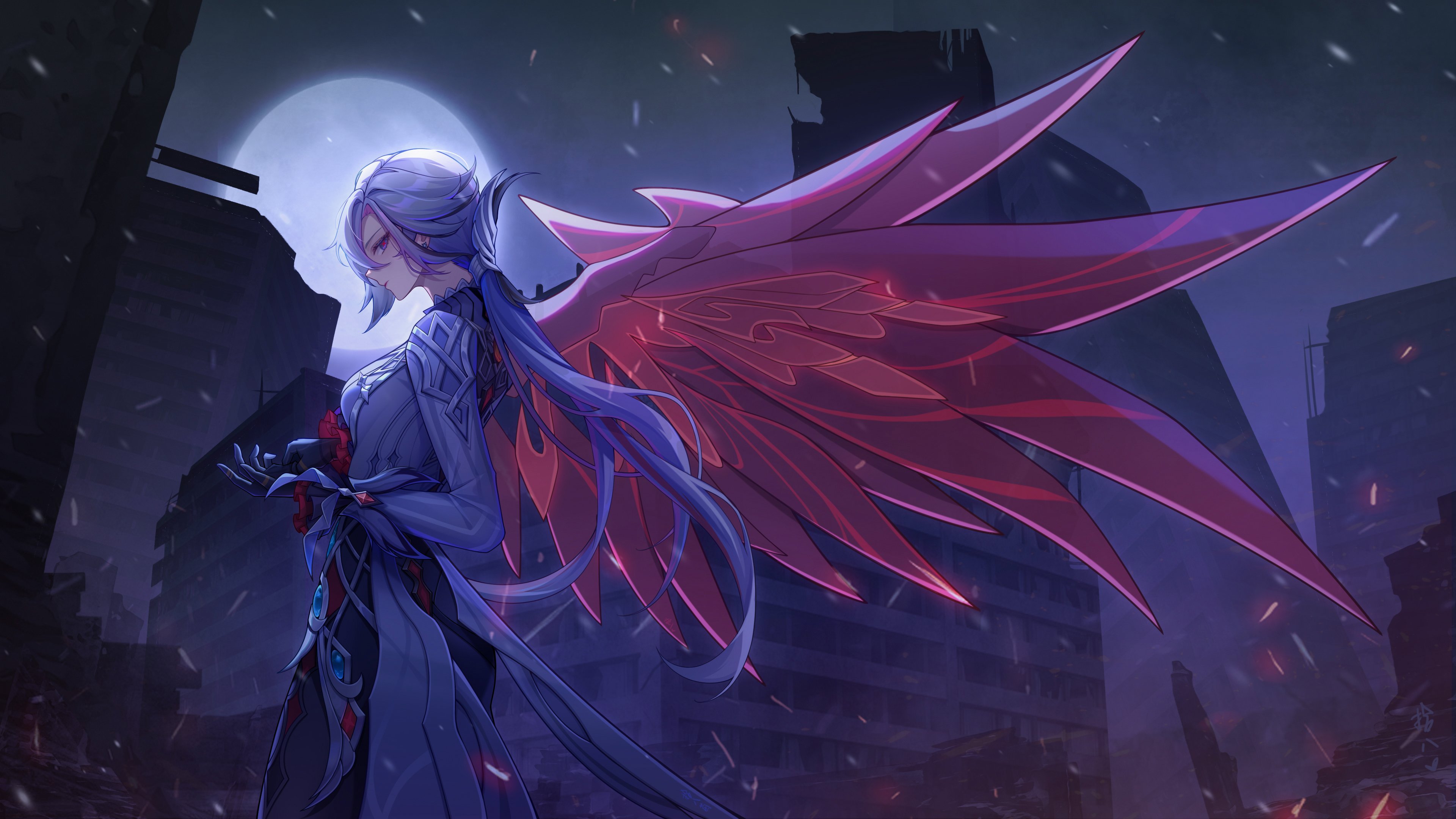 Arlecchino Genshin Impact 4K Wallpaper Night Scene