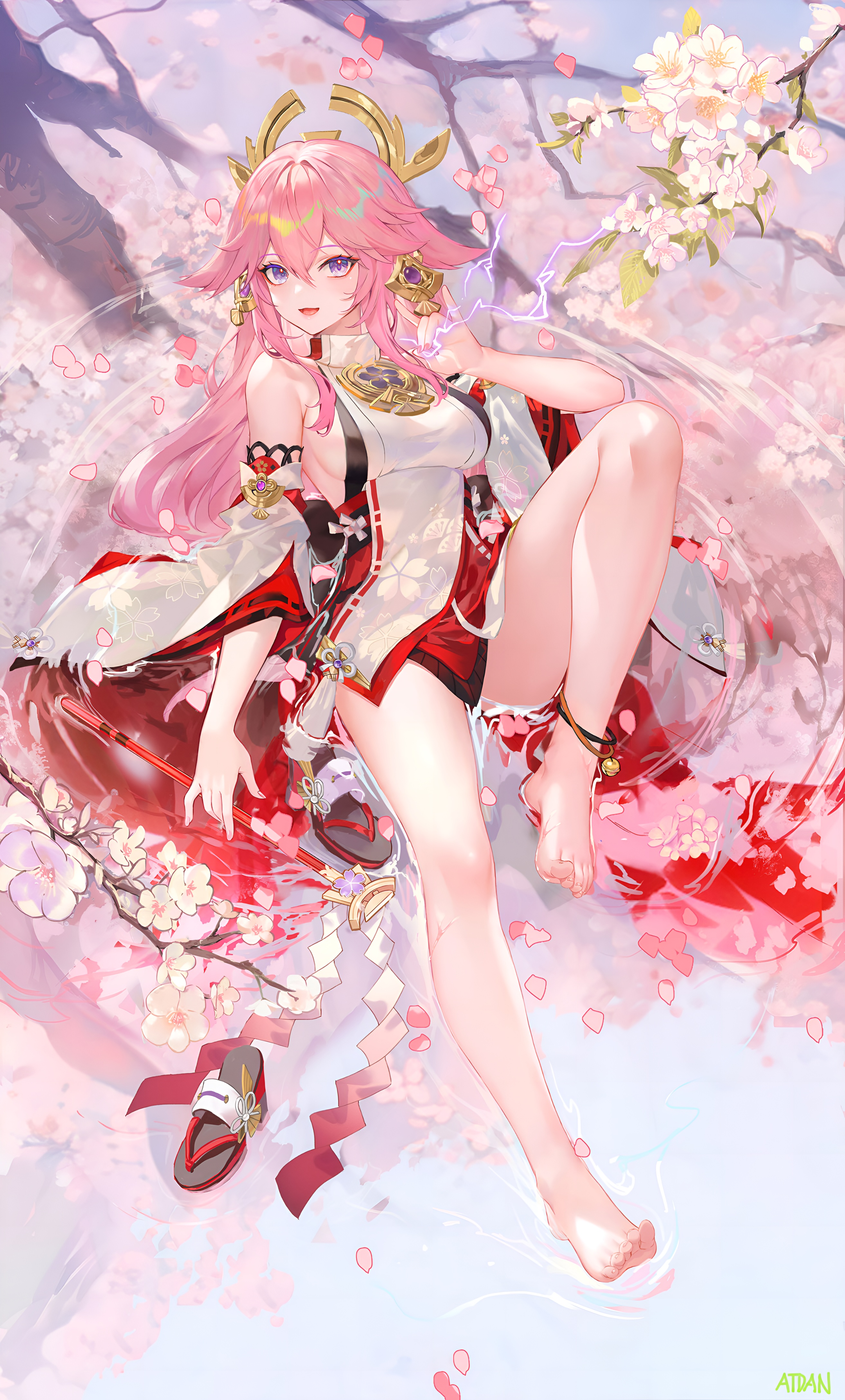 Yae Miko Cherry Blossom 4K Wallpaper