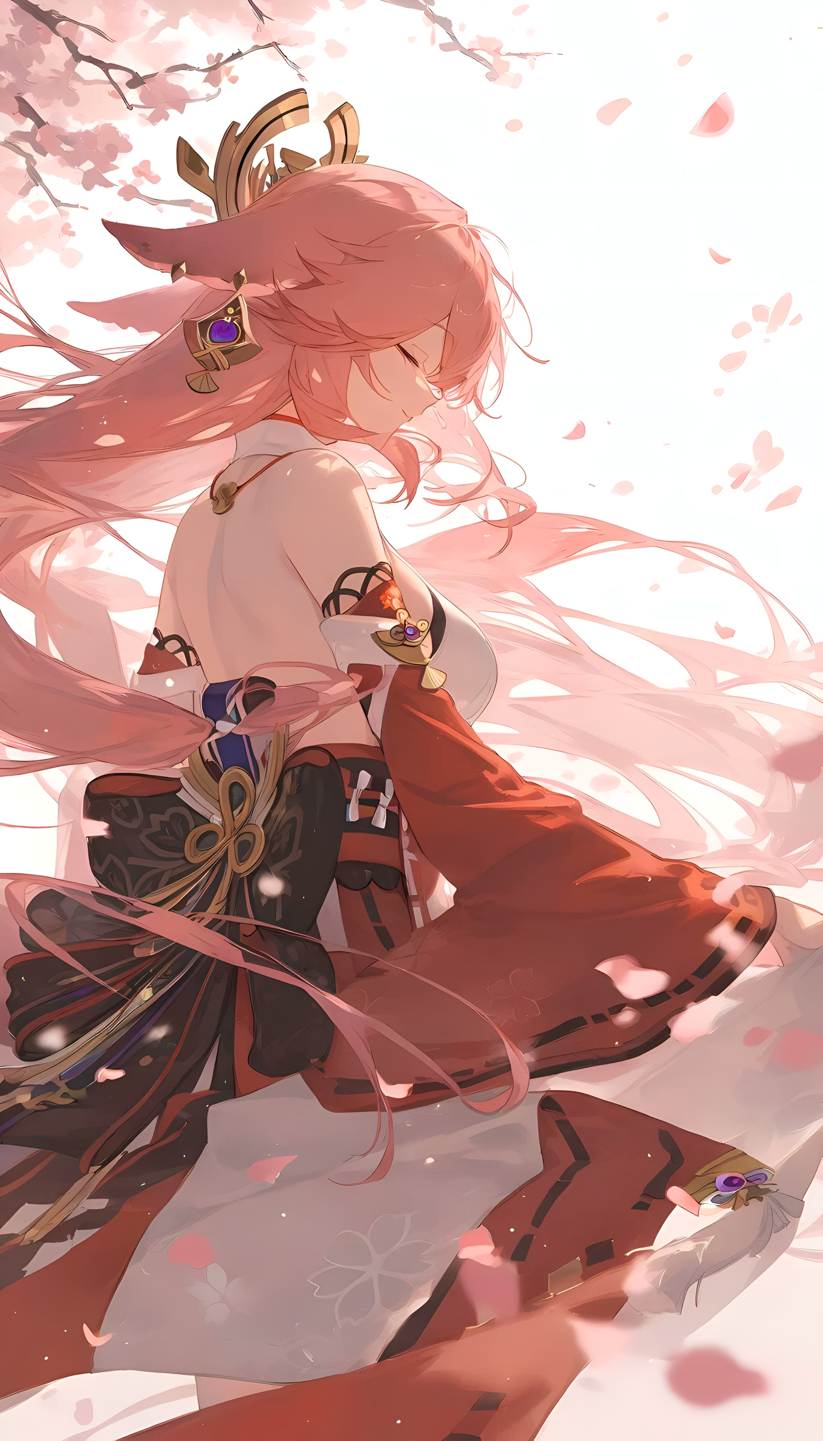 Yae Miko Cherry Blossom 4K Wallpaper