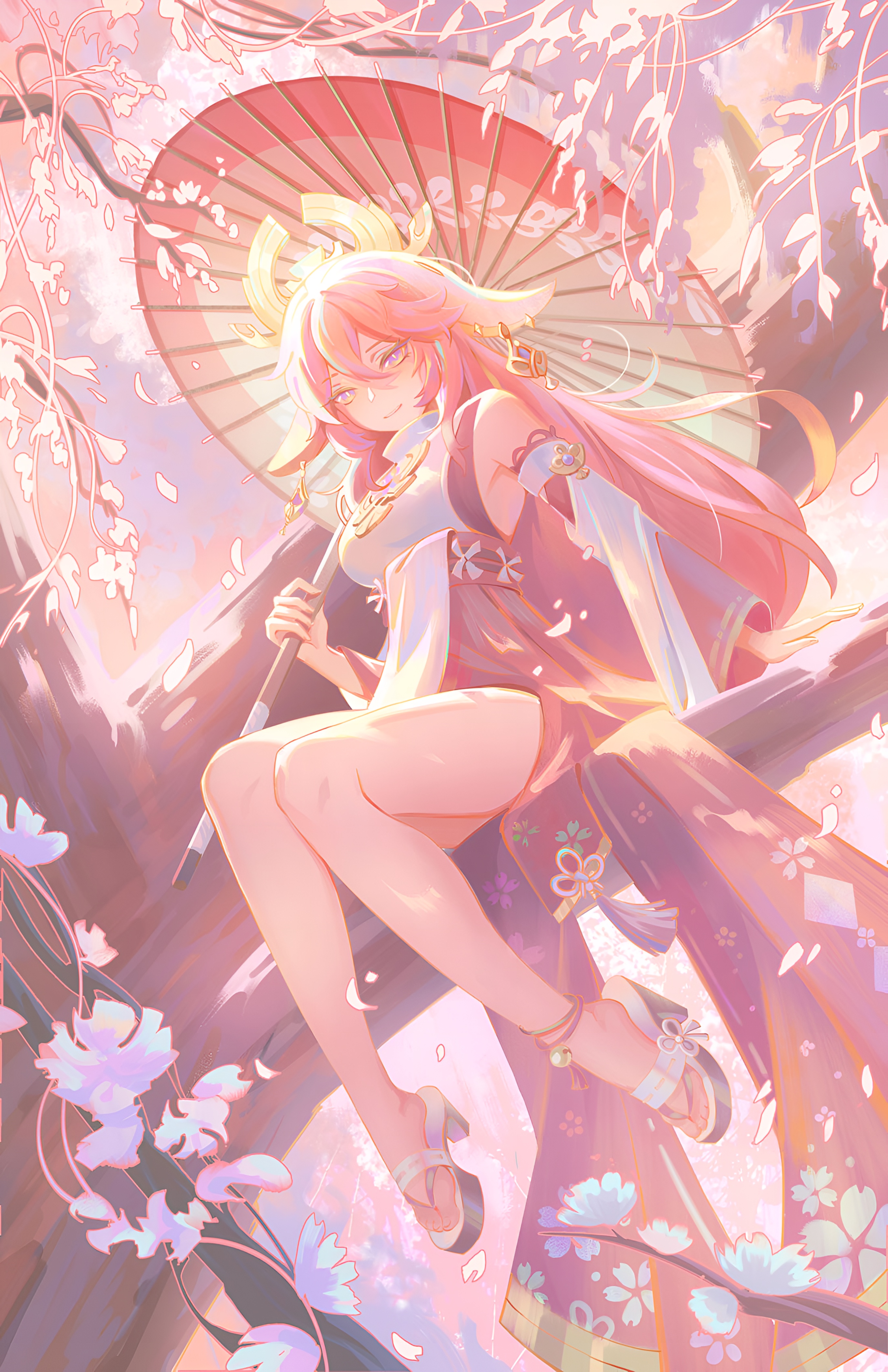 Yae Miko Cherry Blossom 4K Wallpaper