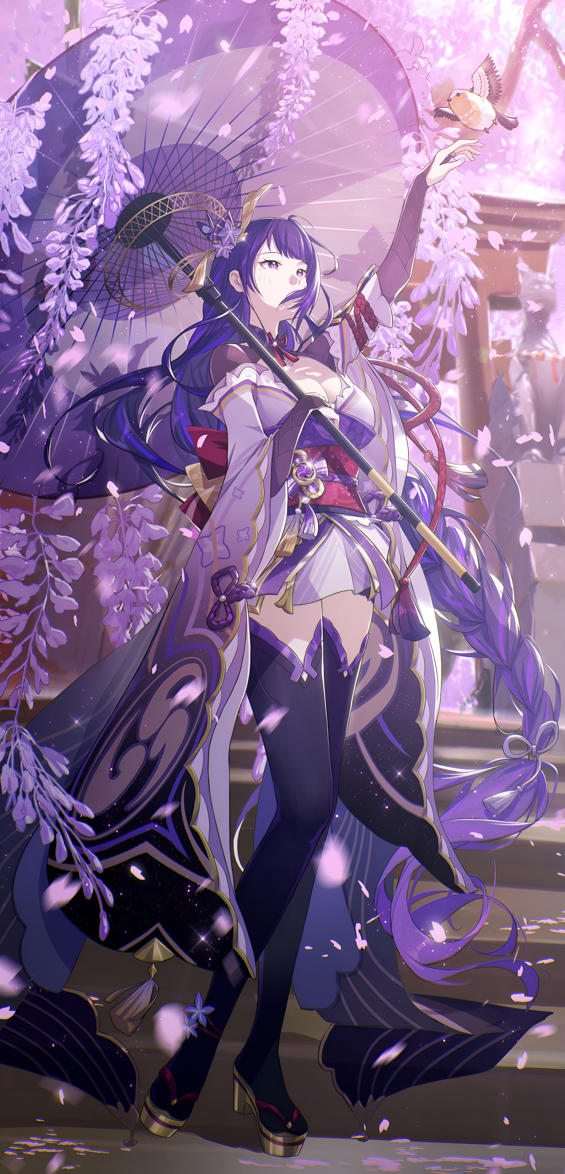 Raiden Shogun Wisteria Wallpaper Genshin Impact 4K