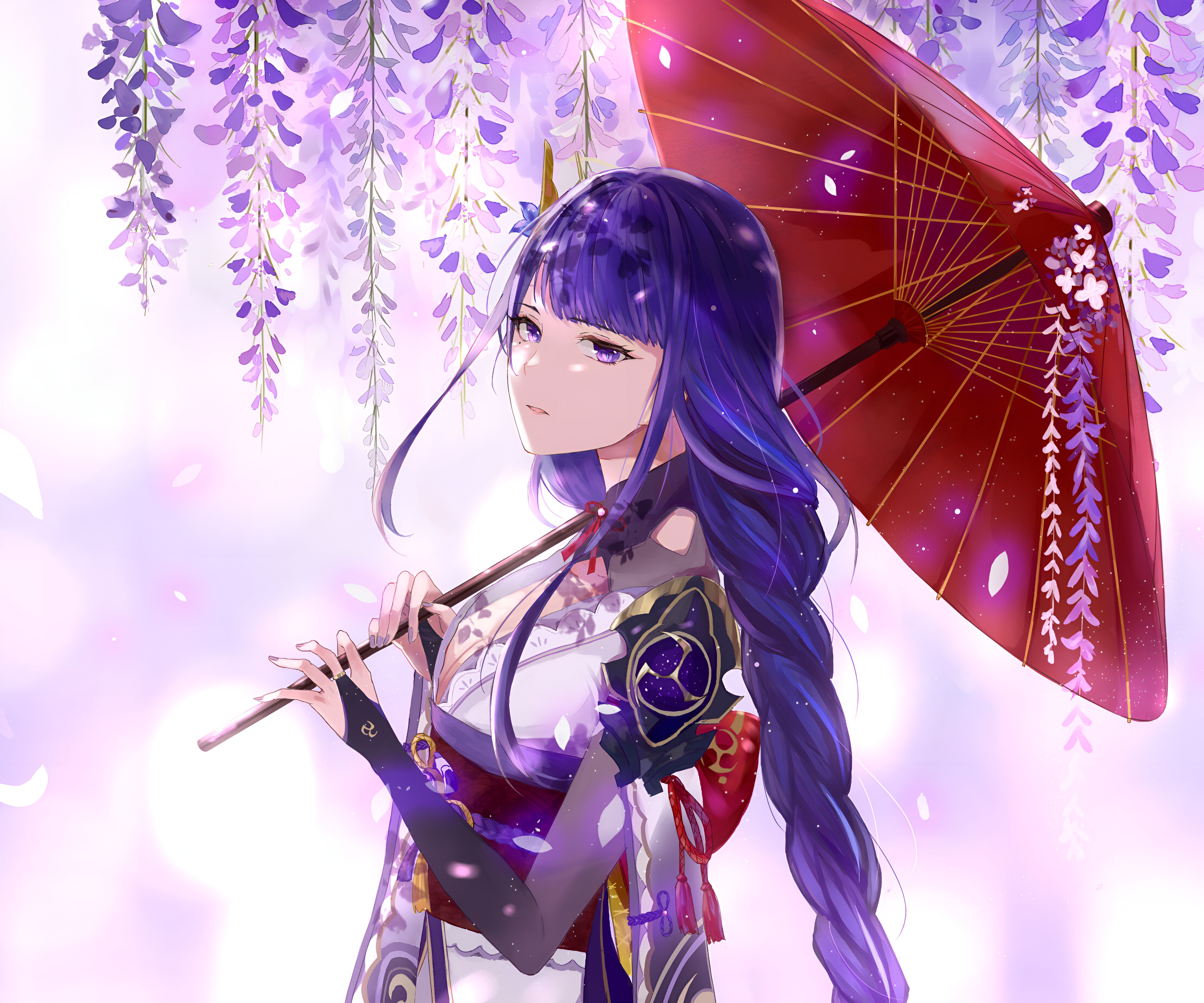 Raiden Shogun Wisteria Wallpaper Genshin Impact 4K