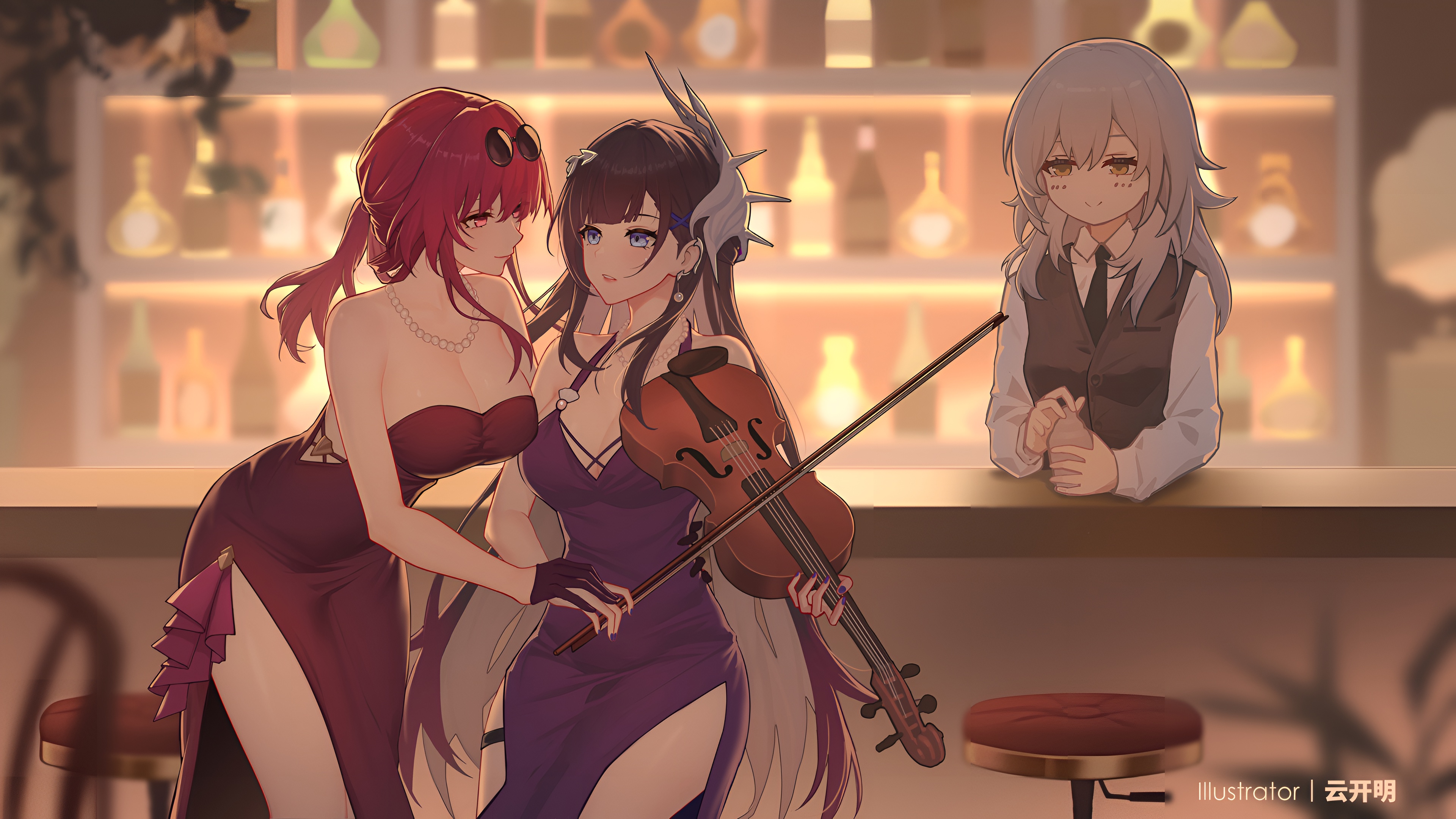 Kafka Violin Bar Night – Honkai Star Rail Wallpaper