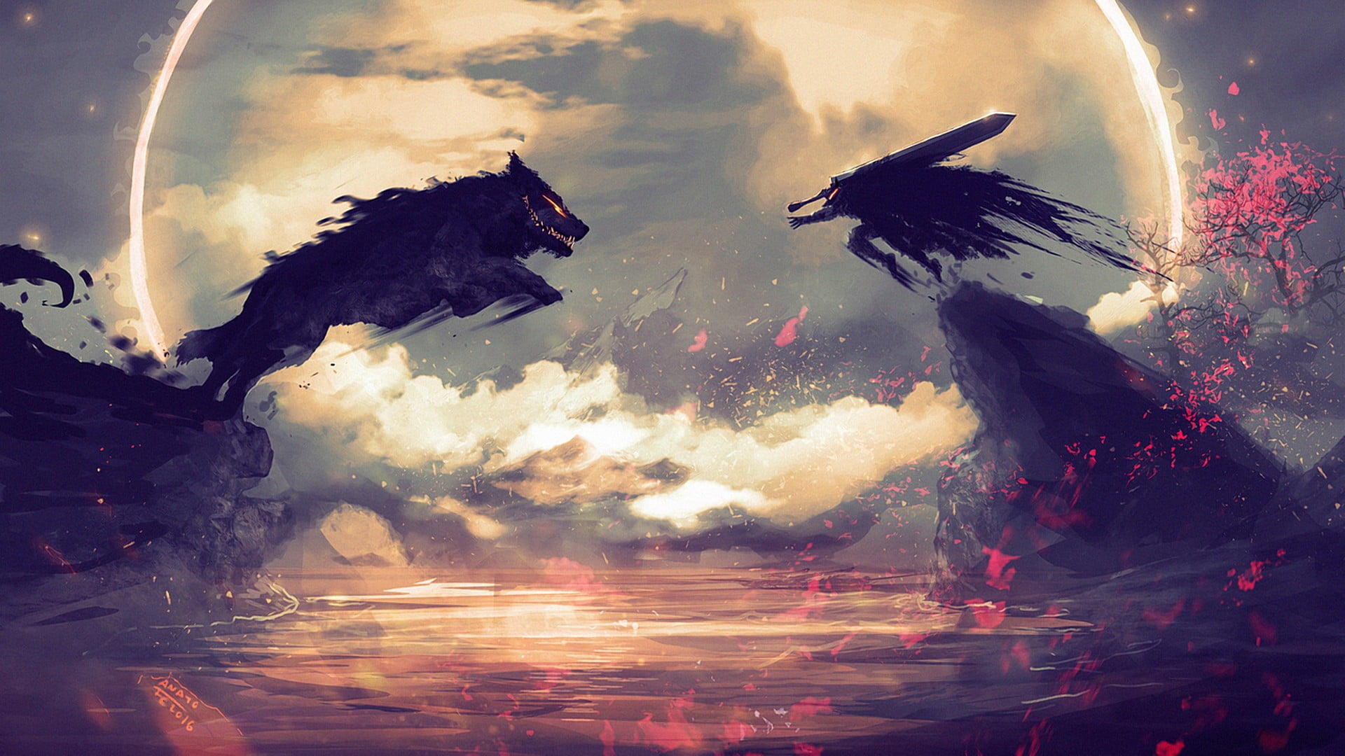 Berserk Wolf Battle 4K Wallpaper