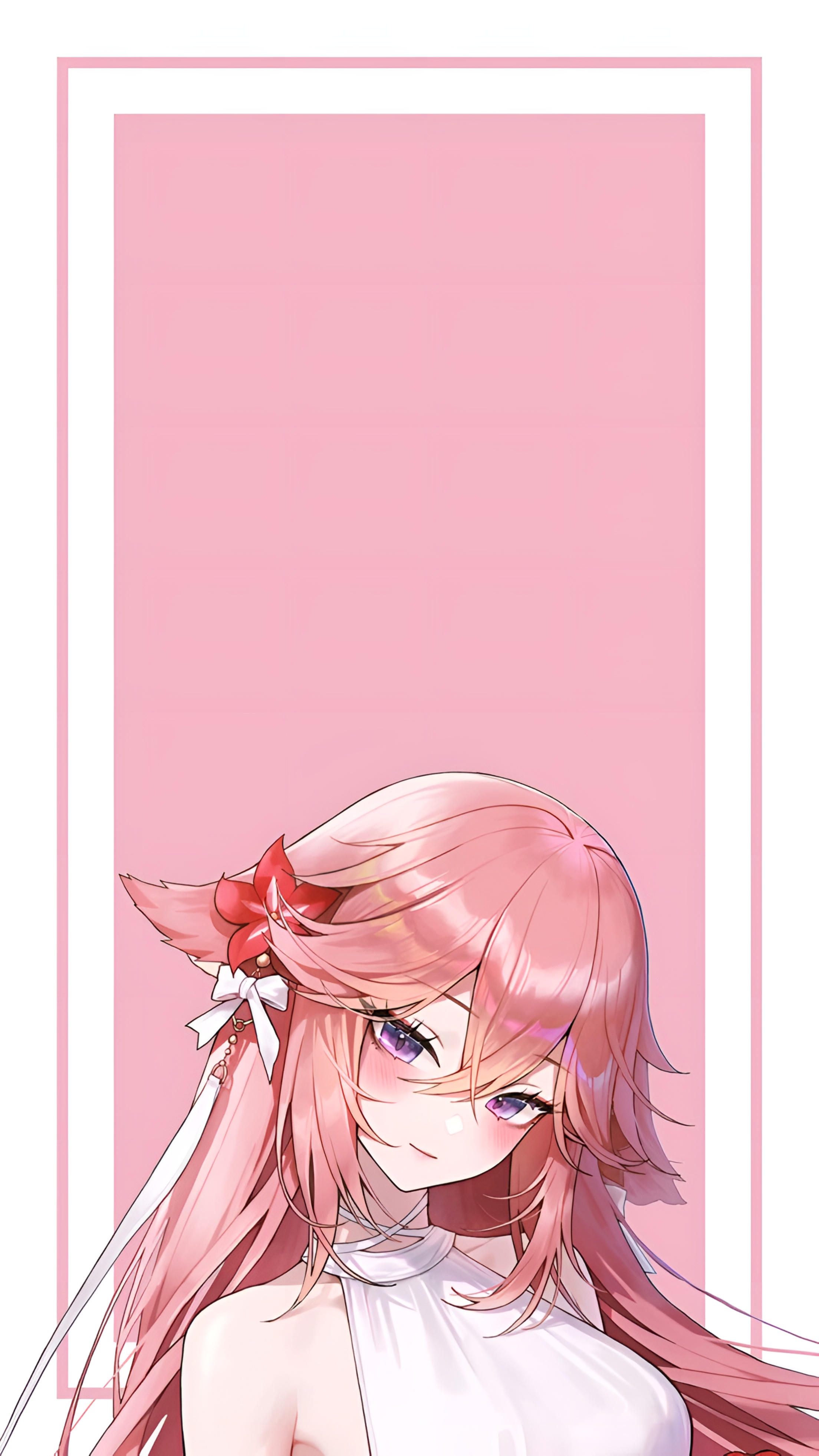 Yae Miko Genshin Impact Pink Wallpaper 4K