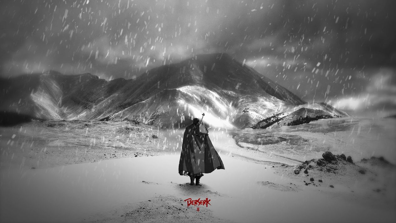 Berserk Guts Snow Mountain Wallpaper 4K