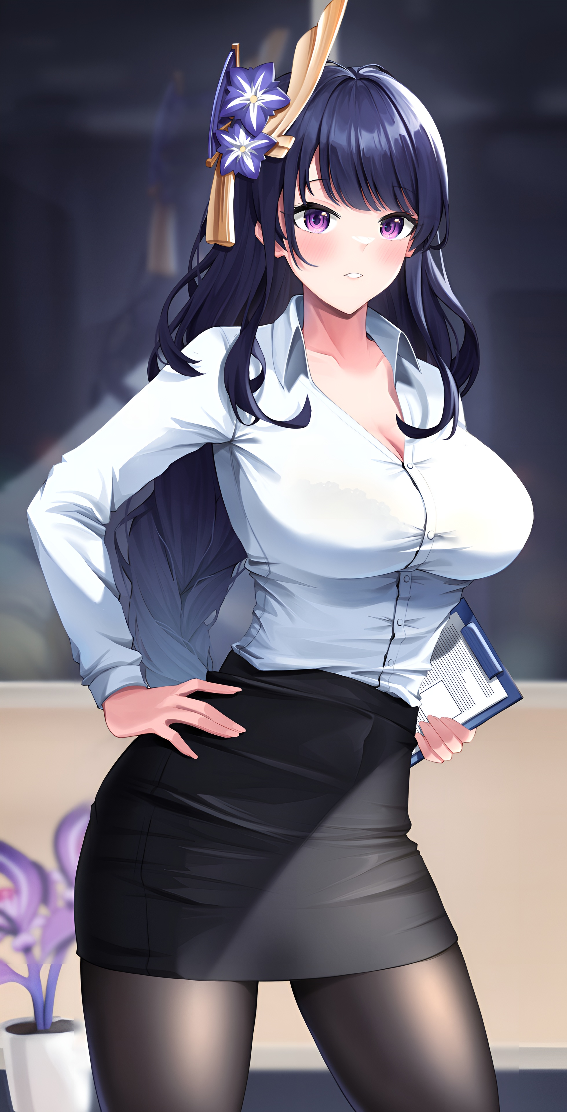 Raiden Shogun Office Lady Wallpaper Genshin Impact
