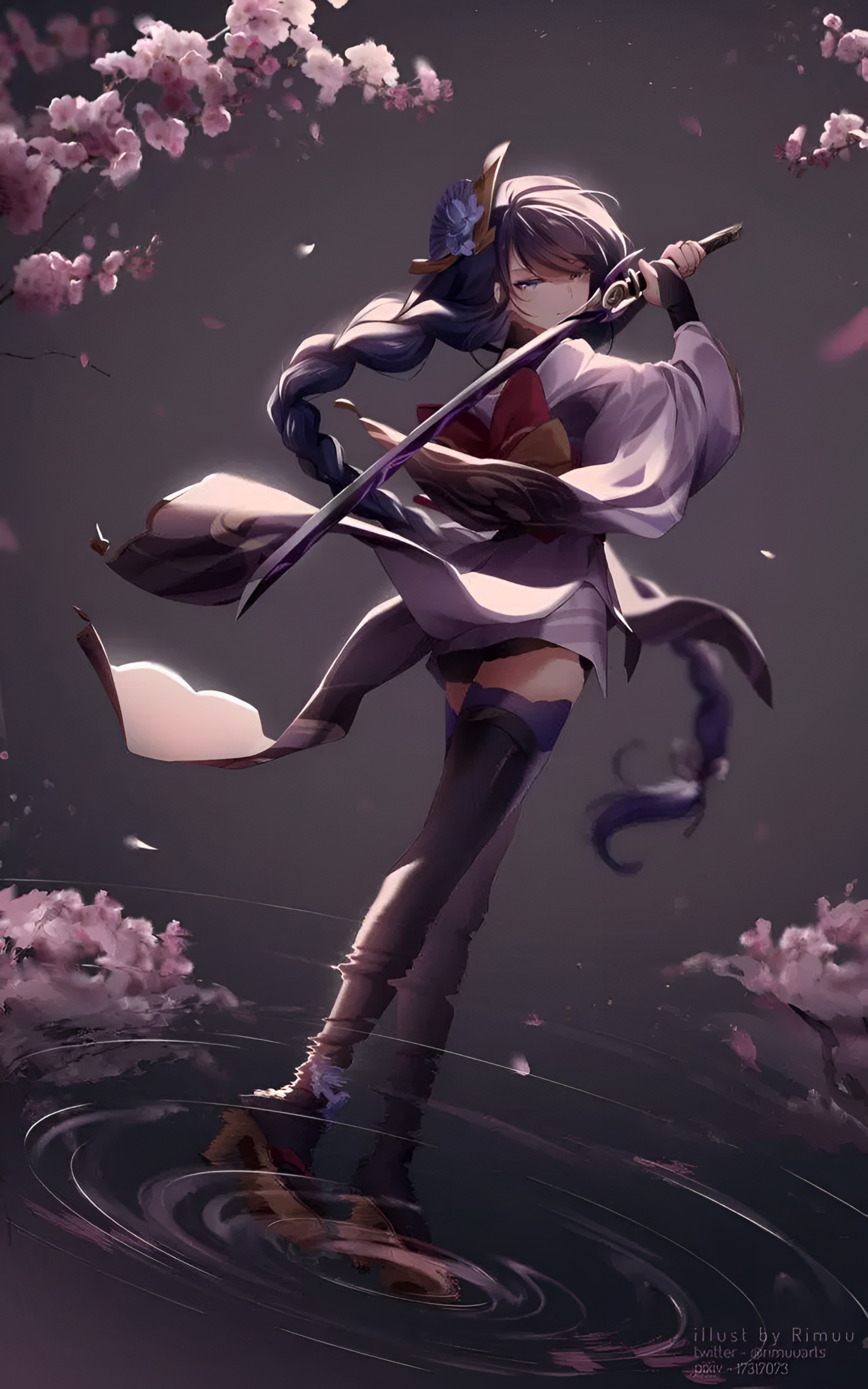 Raiden Shogun Cherry Blossom Wallpaper 4K