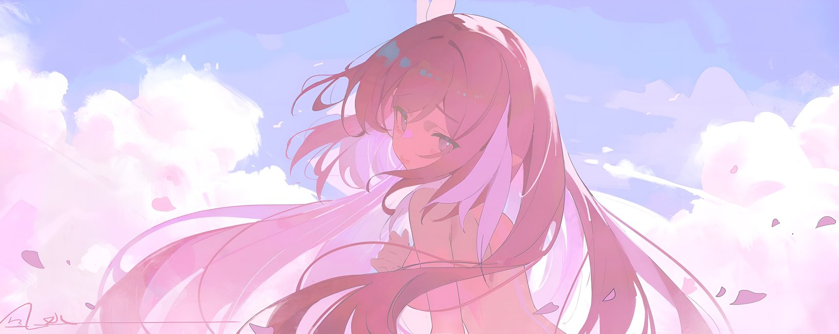 Elysia Pink Blossom Wind Wallpaper 4K