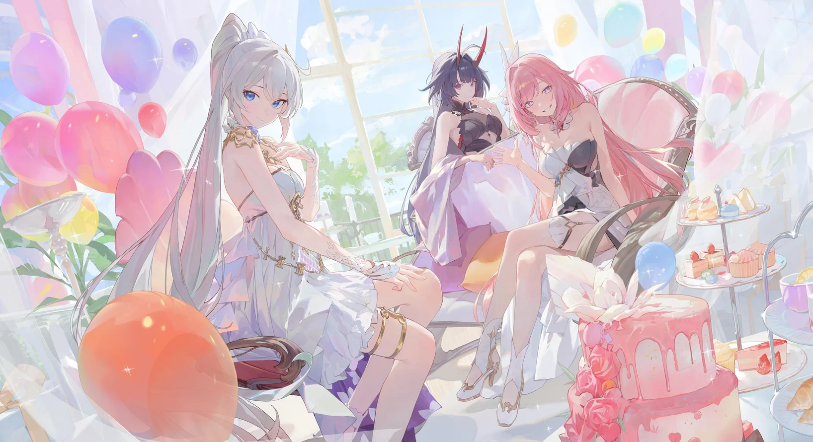 Honkai Impact 3rd Birthday Party Wallpaper – Elysia, Kiana Kaslana & Raiden Mei