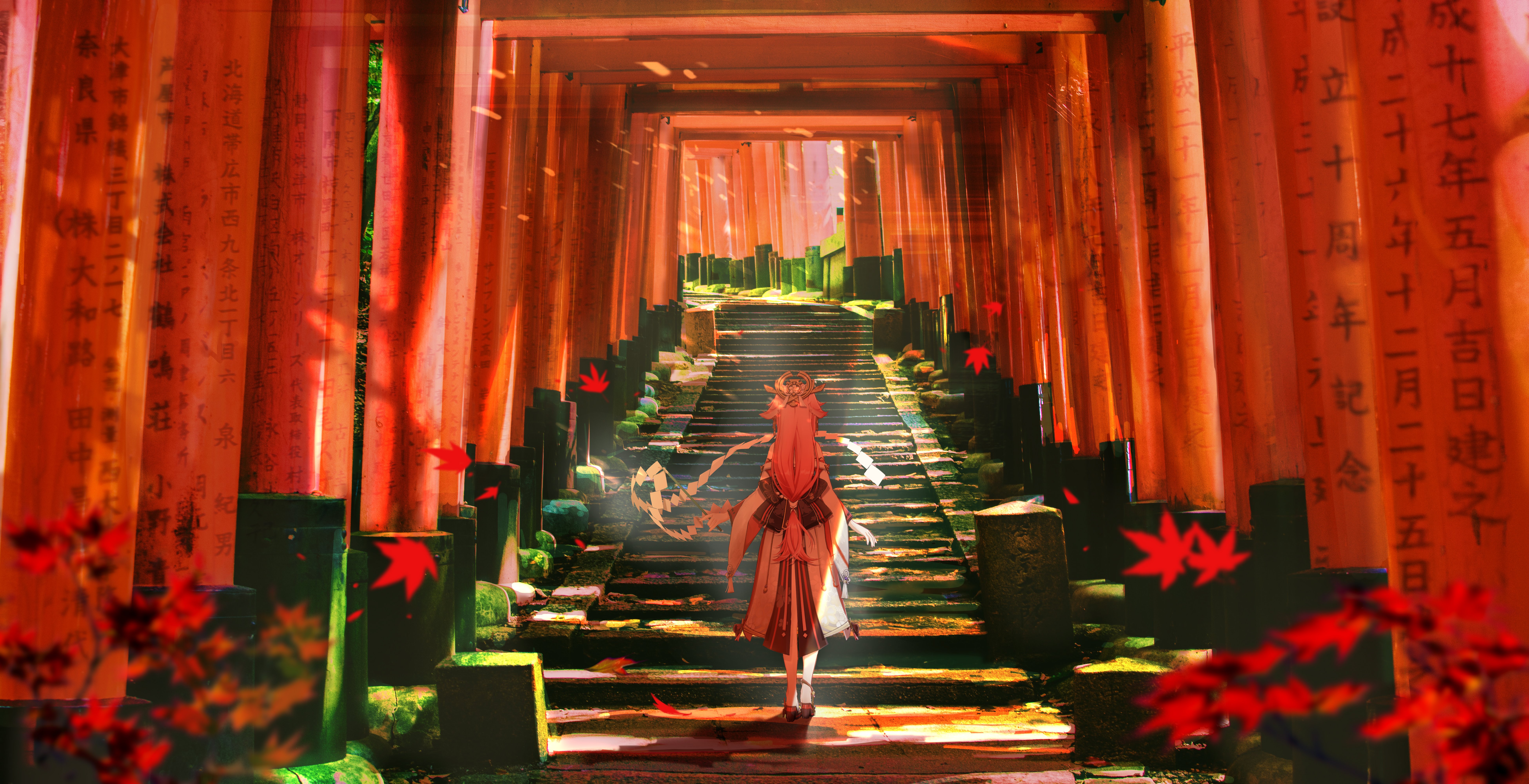 Yae Miko Fushimi Inari Shrine 4K Wallpaper