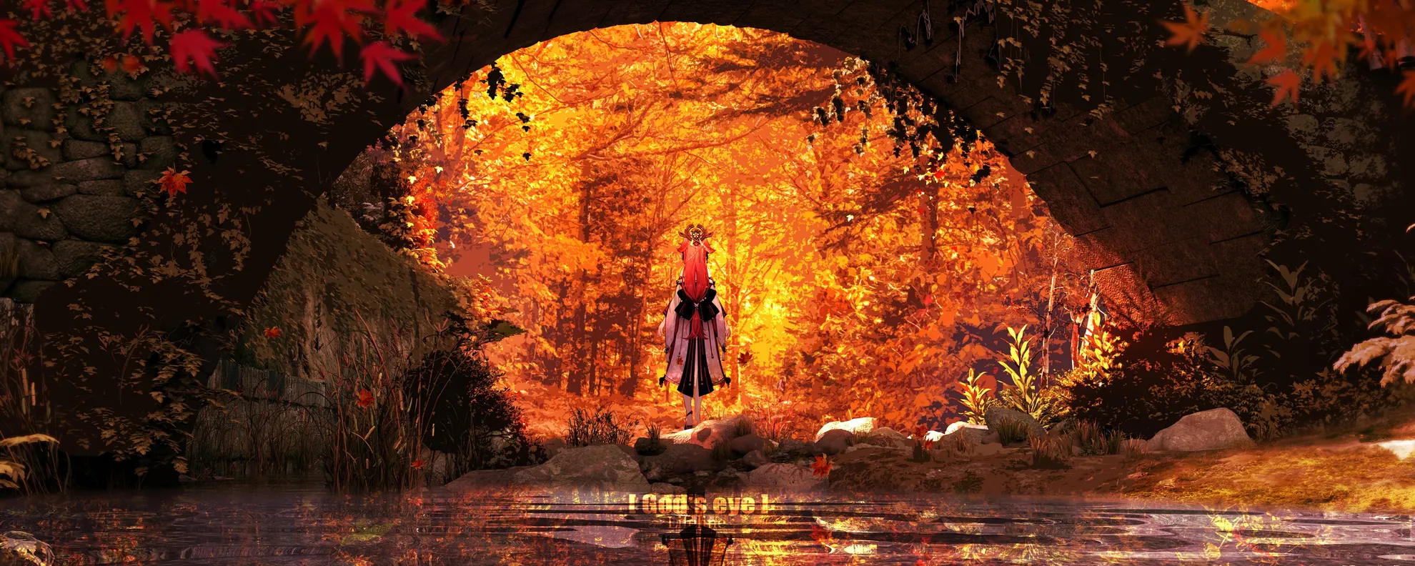 Yae Miko Autumn Bridge Wallpaper – Genshin Impact 4K