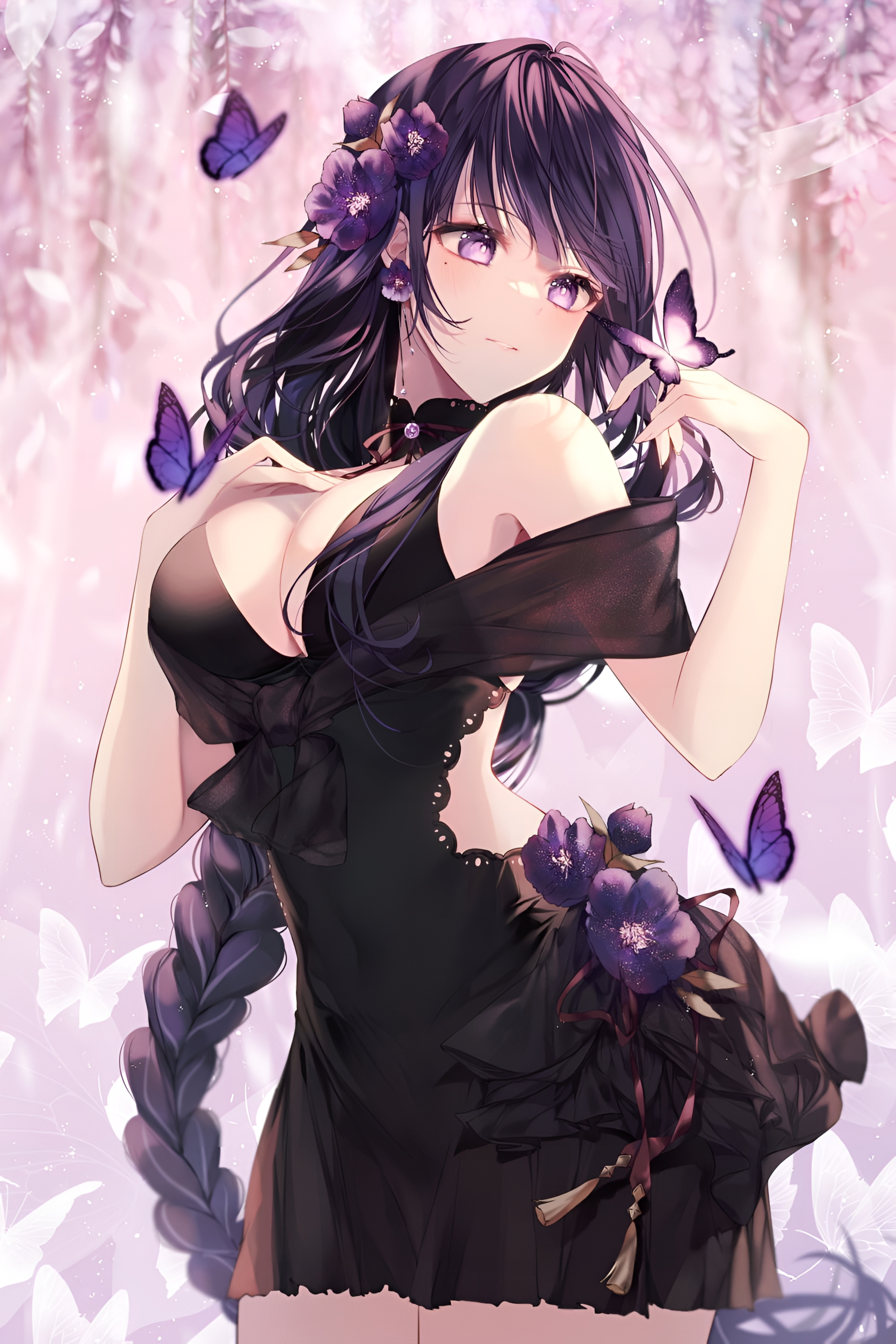 Raiden Shogun Purple Butterfly Wallpaper Genshin Impact