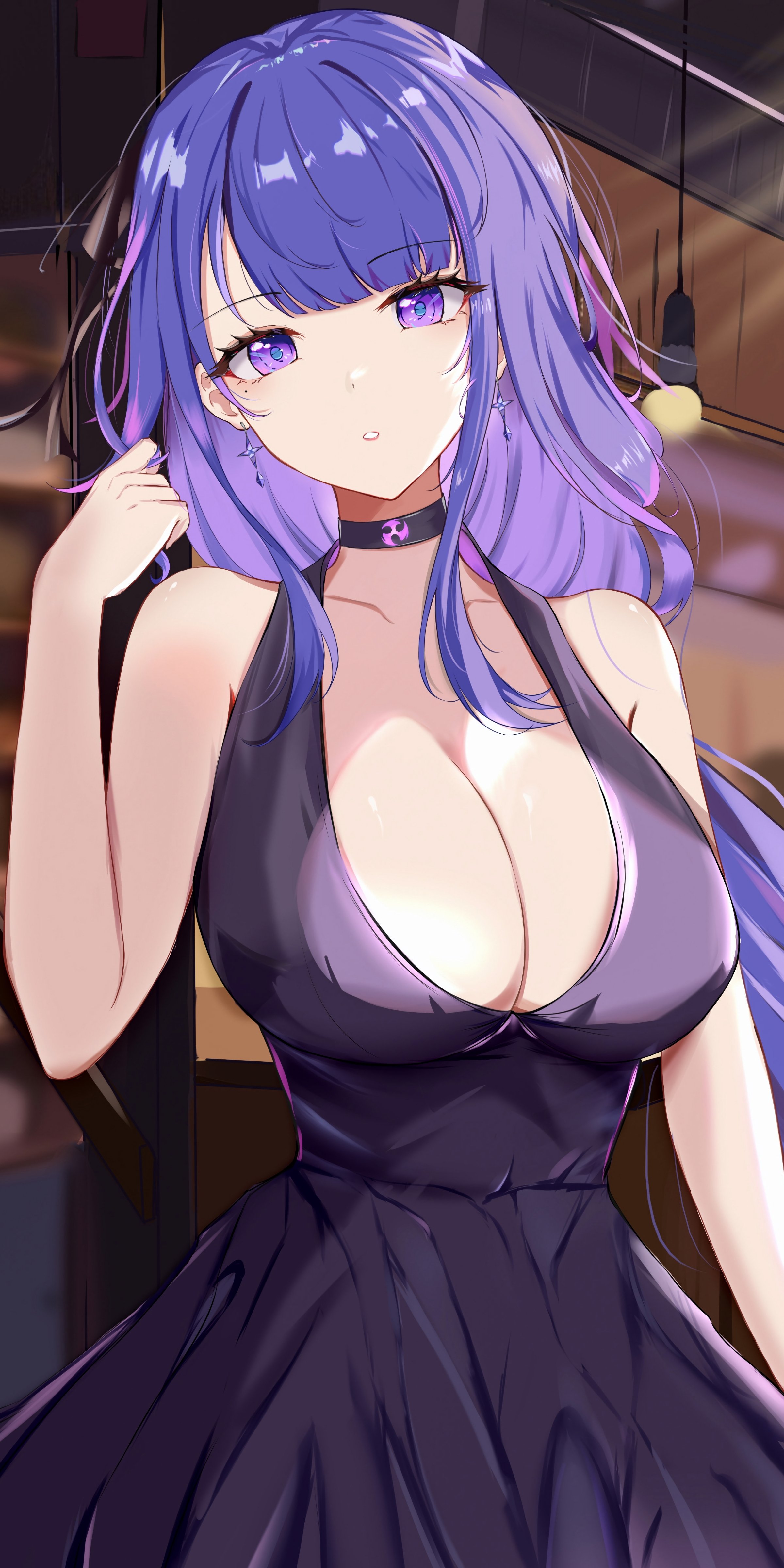 Raiden Shogun Dark Dress 4K Anime Wallpaper