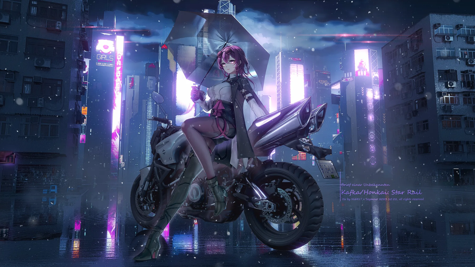 Kafka Honkai Star Rail Cyberpunk Night Wallpaper