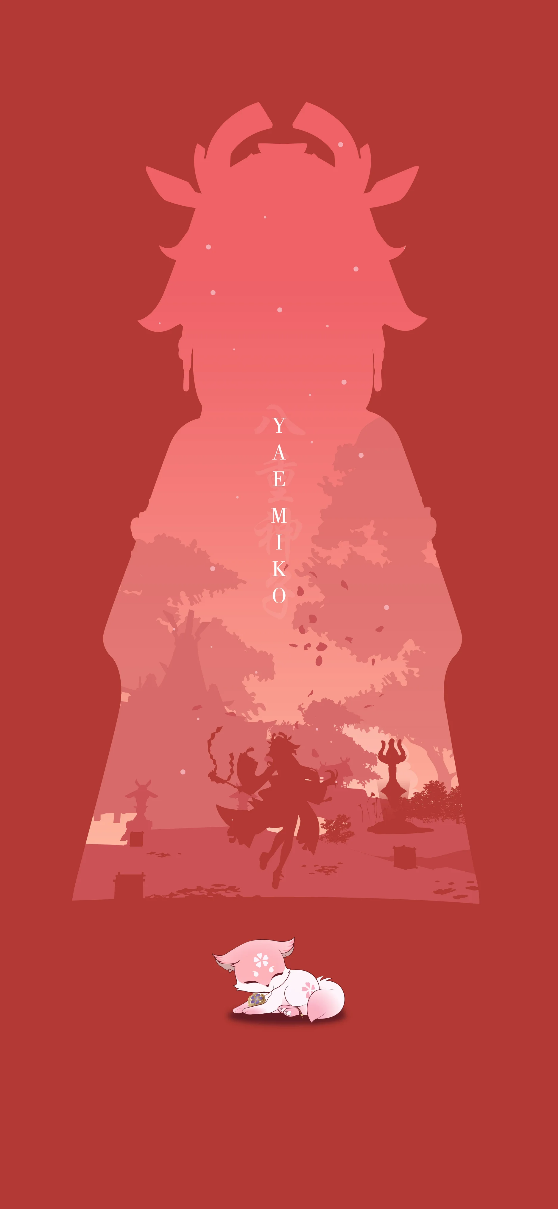 Yae Miko Silhouette 4K Wallpaper Genshin Impact