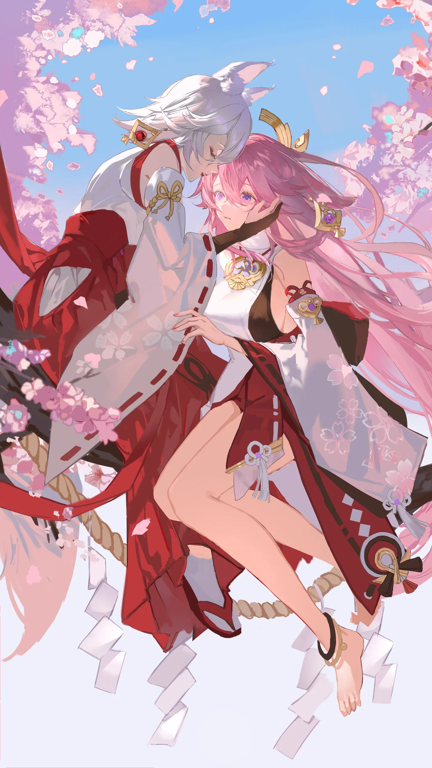 Sfondo Yae Miko Fiori di Ciliegio Genshin Impact