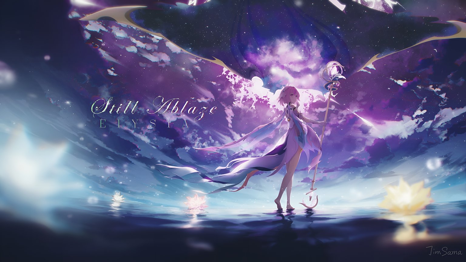 Still Ablaze Elysia 4K Anime Wallpaper