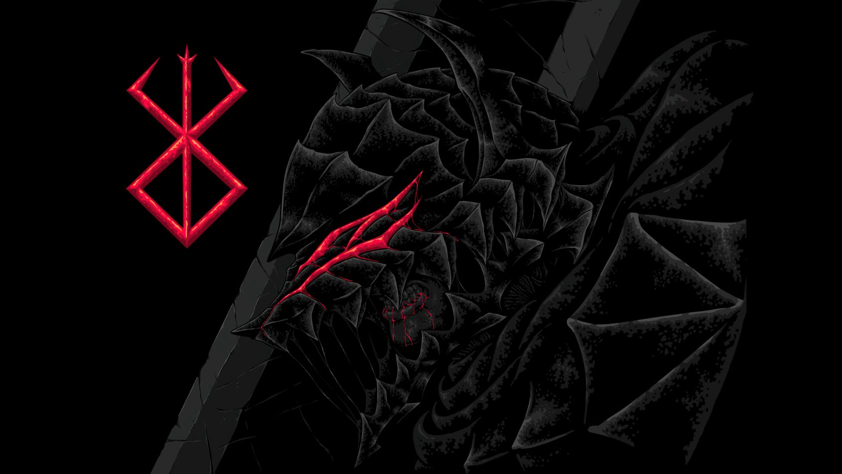 Berserk Guts Minimalistyczna Ciemna Tapeta