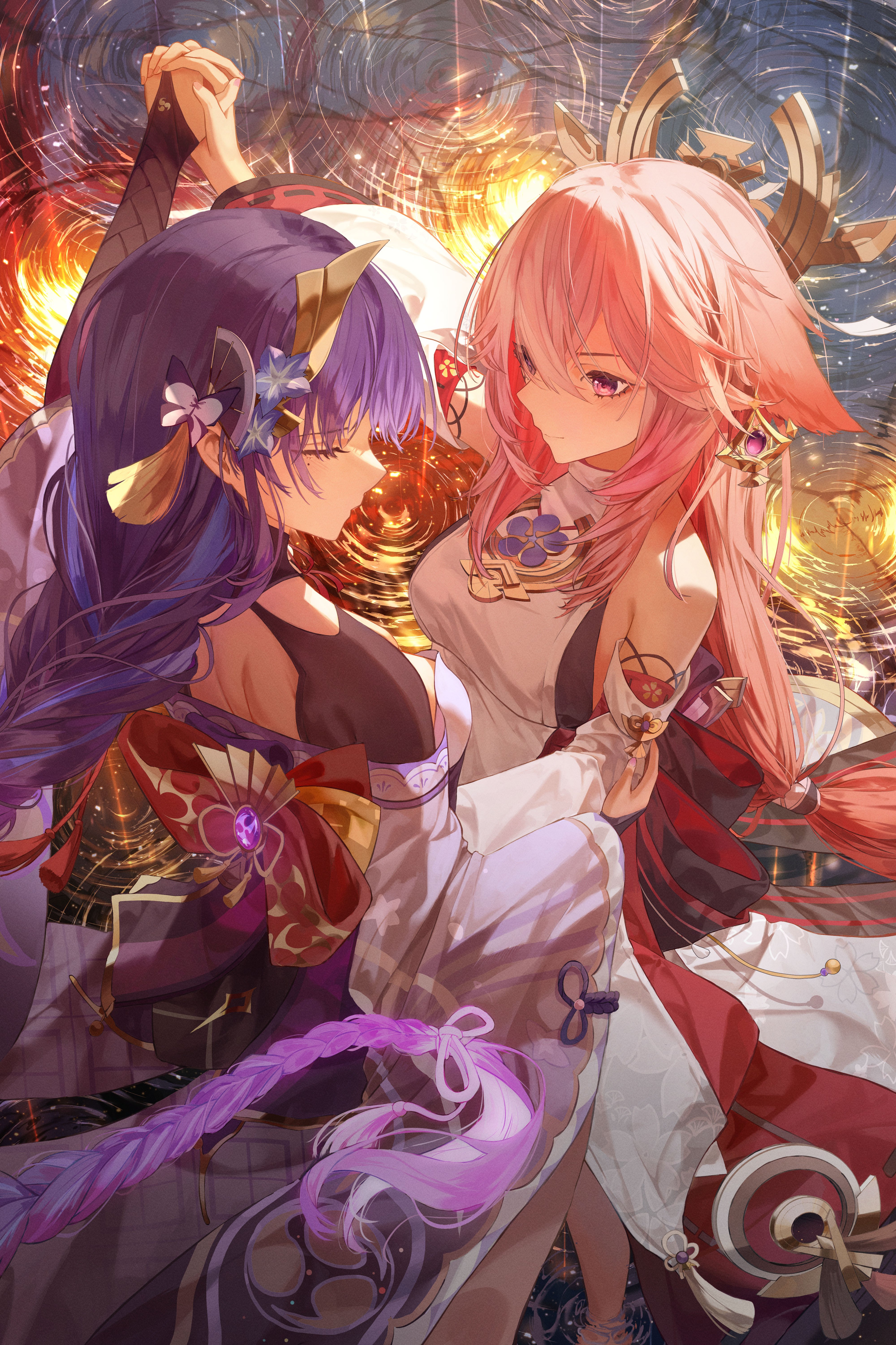 Yae Miko & Raiden Shogun Genshin Impact Wallpaper