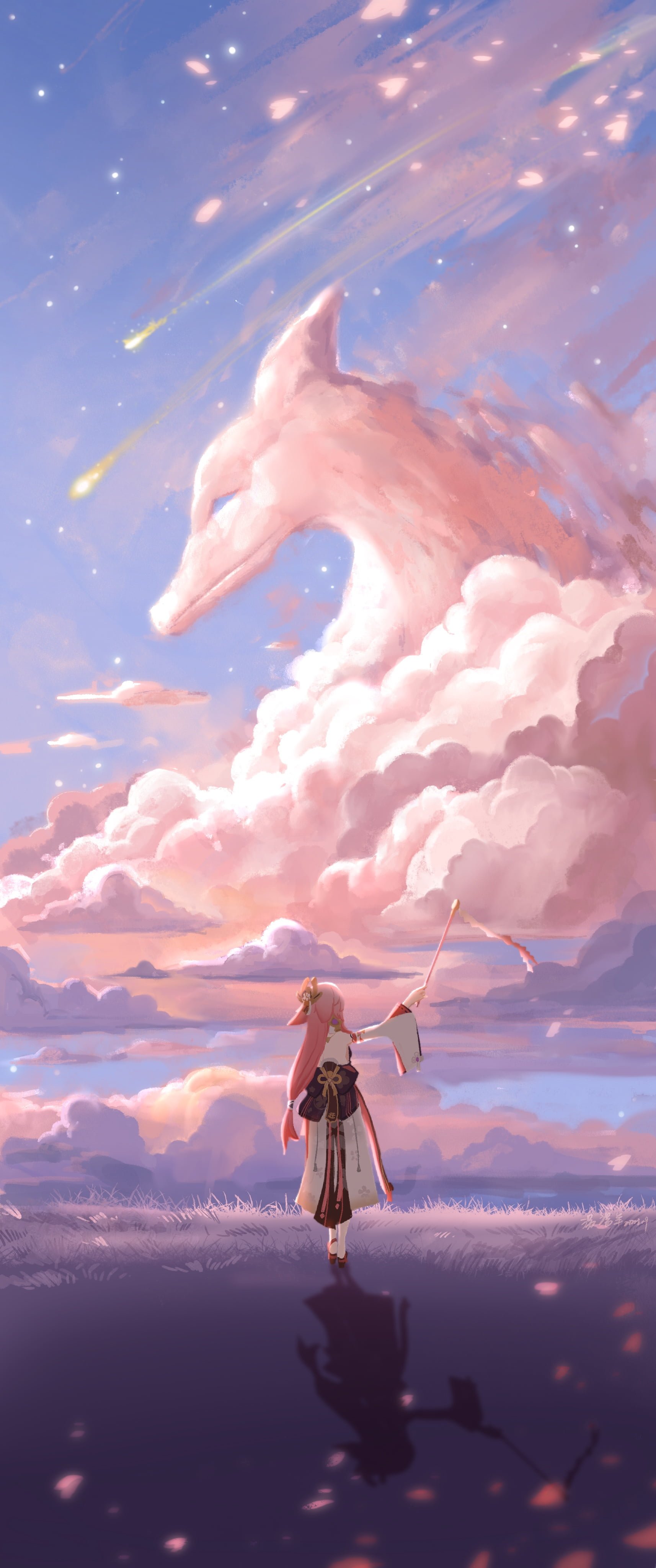 Yae Miko Wallpaper – Celestial Fox Spirit Sky