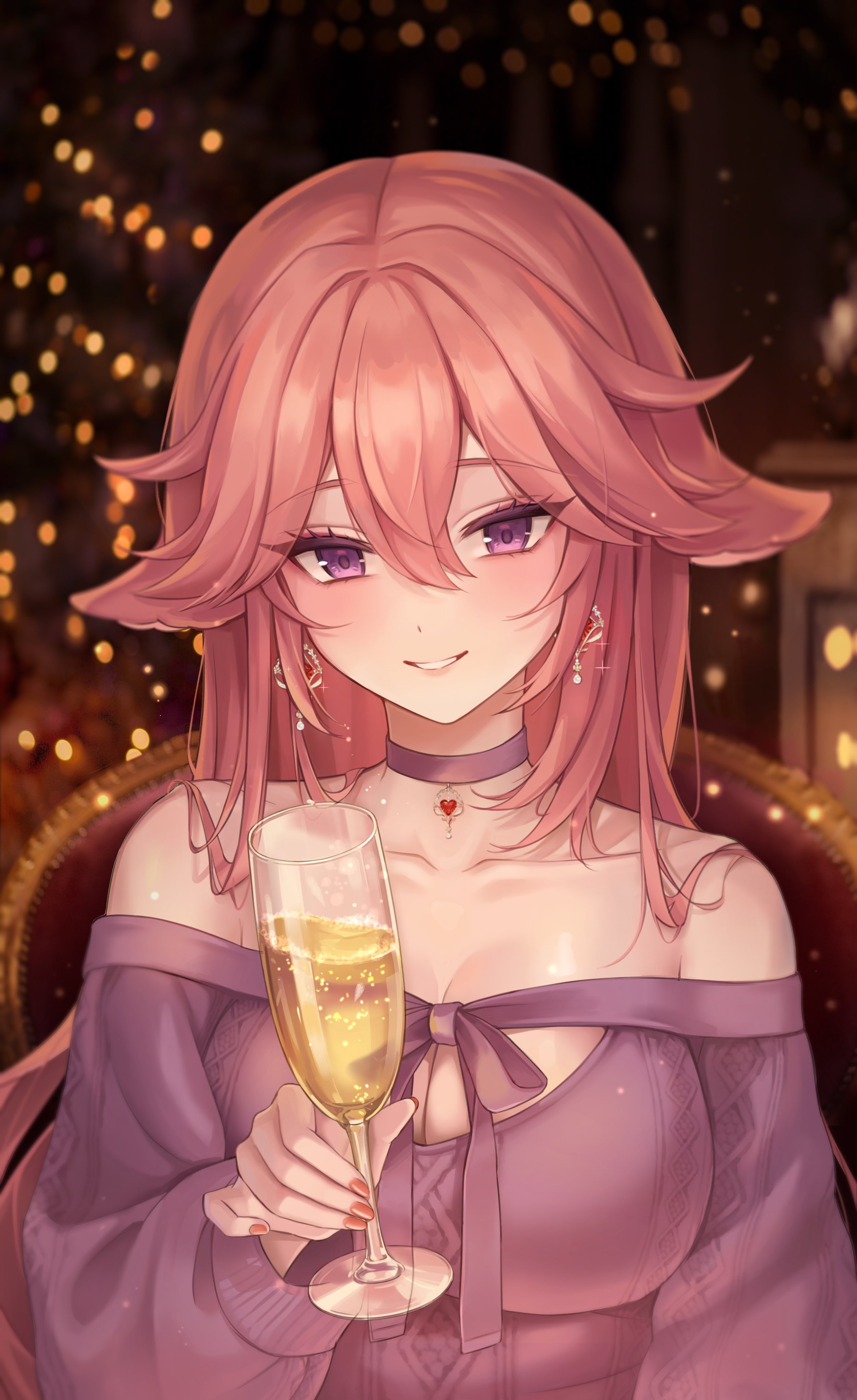 Yae Miko Elegant Night Wallpaper Genshin Impact