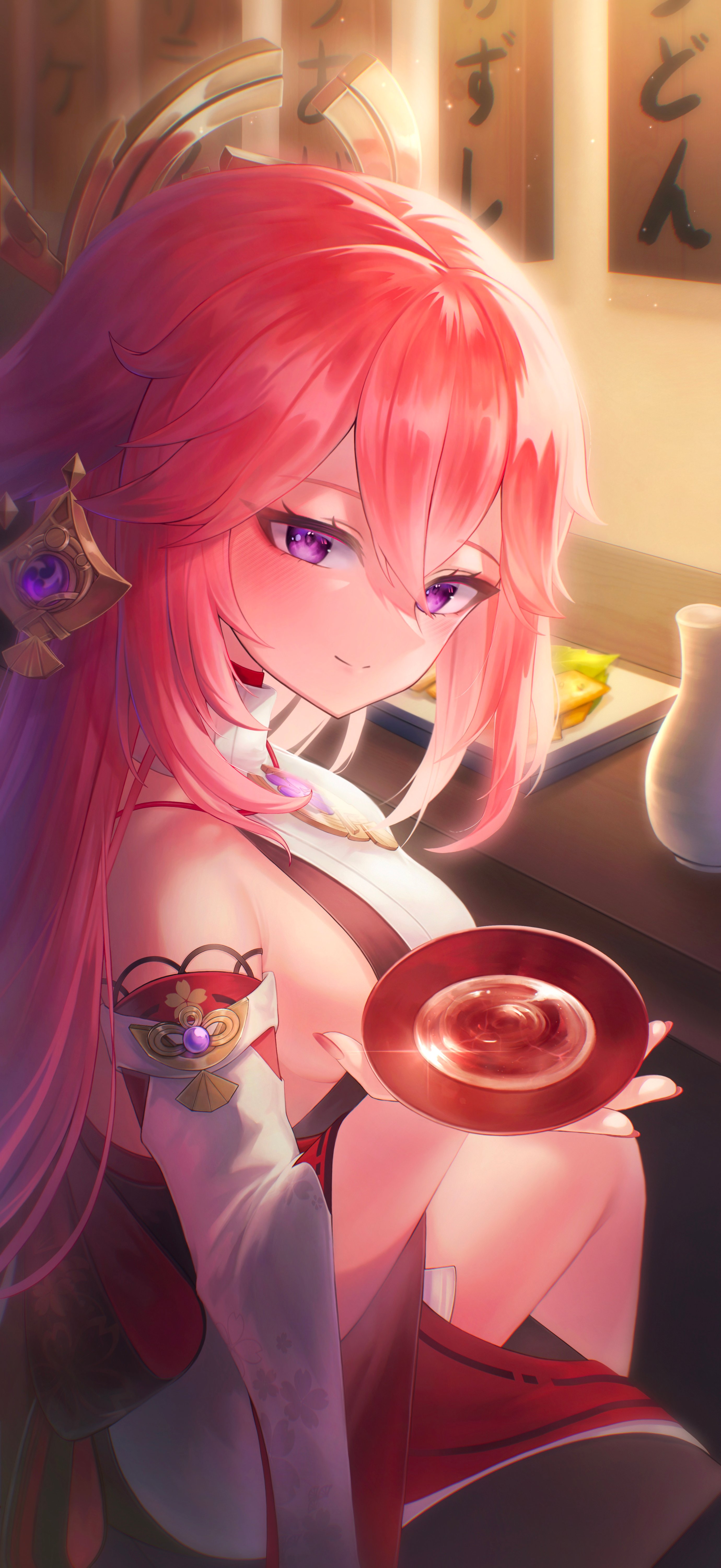 Yae Miko Sake Night 4K Wallpaper