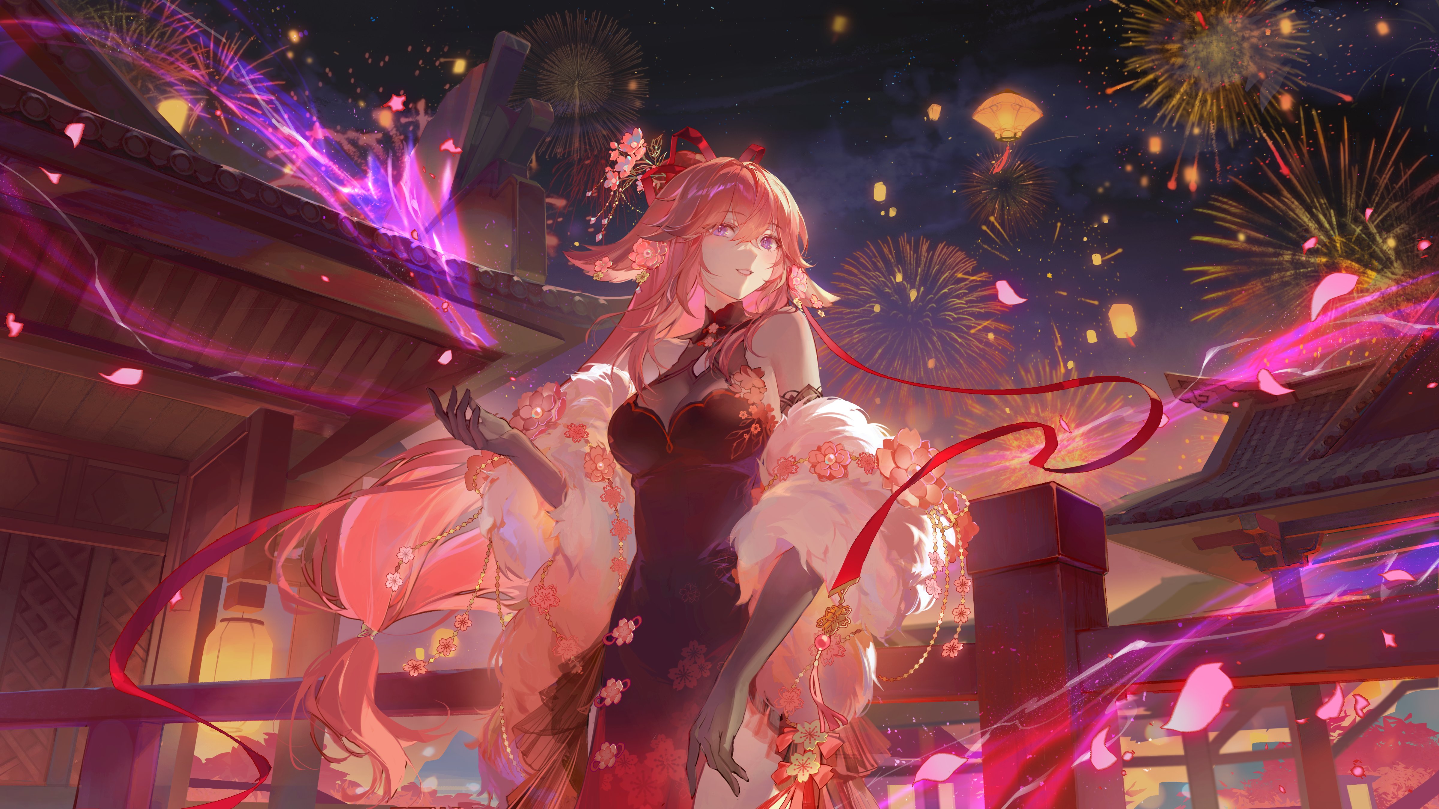 Yae Miko Festive Night Wallpaper Genshin Impact
