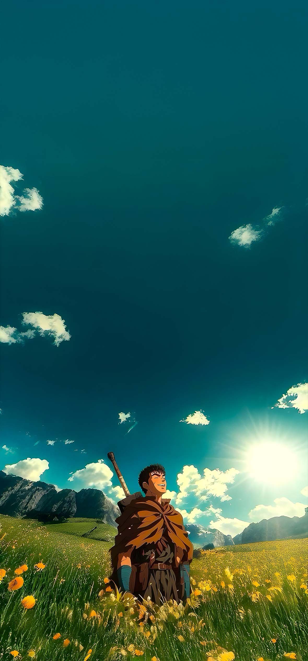 Berserk Guts Vredige Weide Mobiele Achtergrond