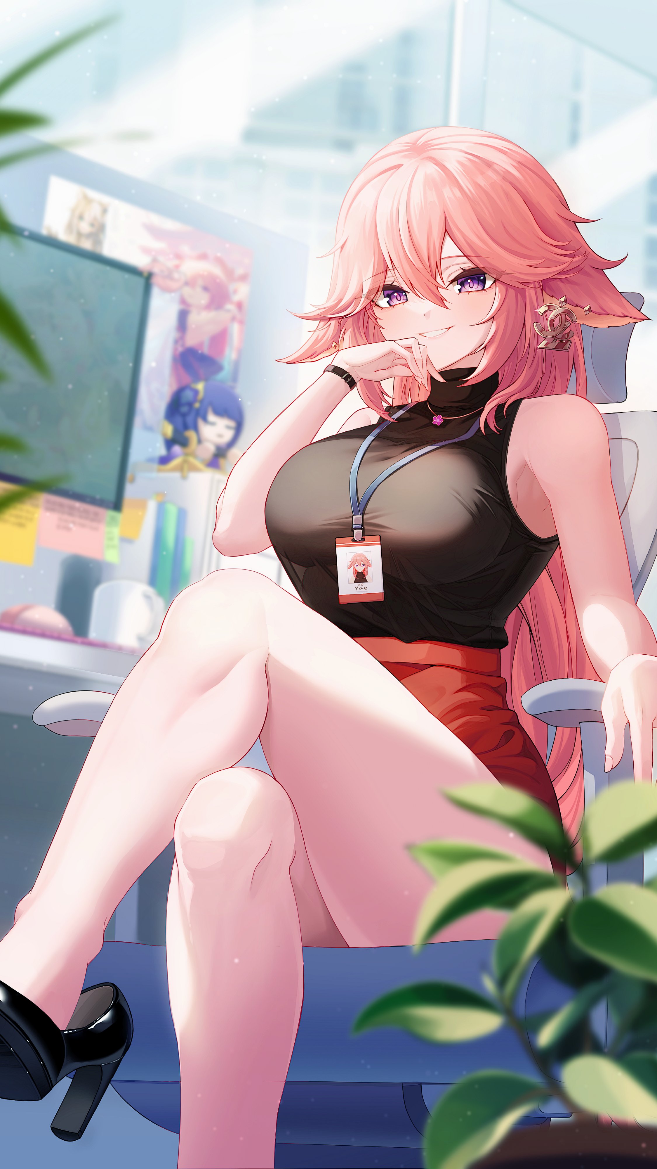 Yae Miko Office Wallpaper Genshin Impact 4K