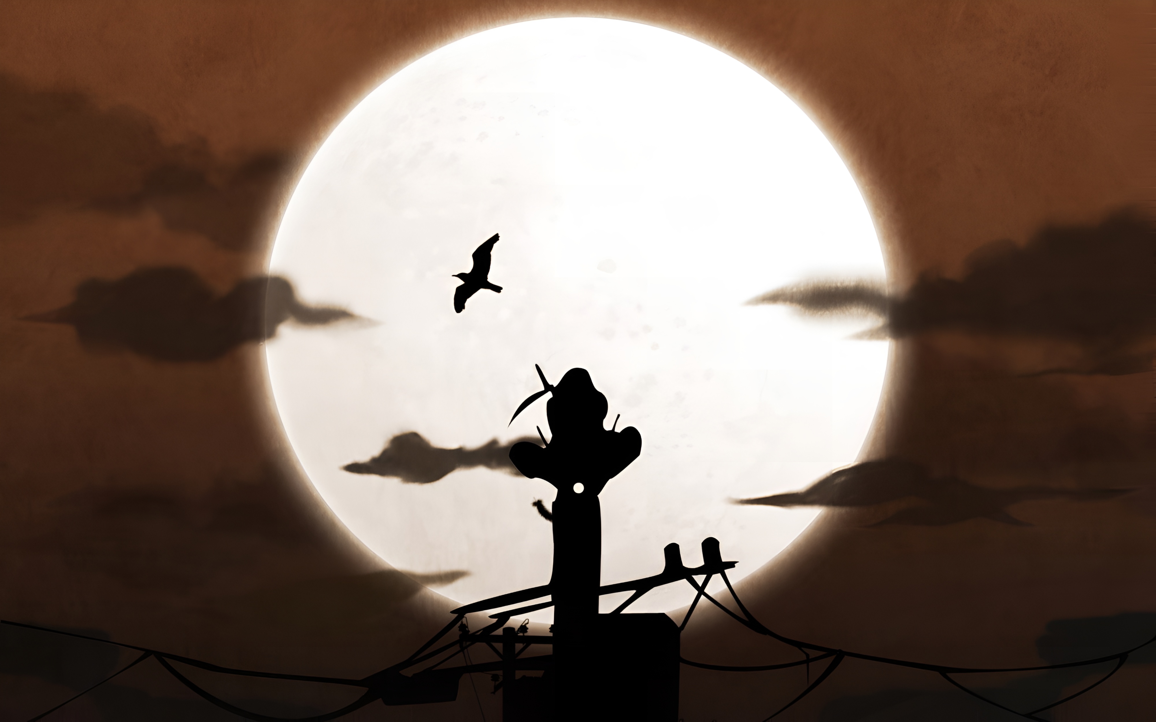Itachi Uchiha Moon Silhouette 4K Wallpaper