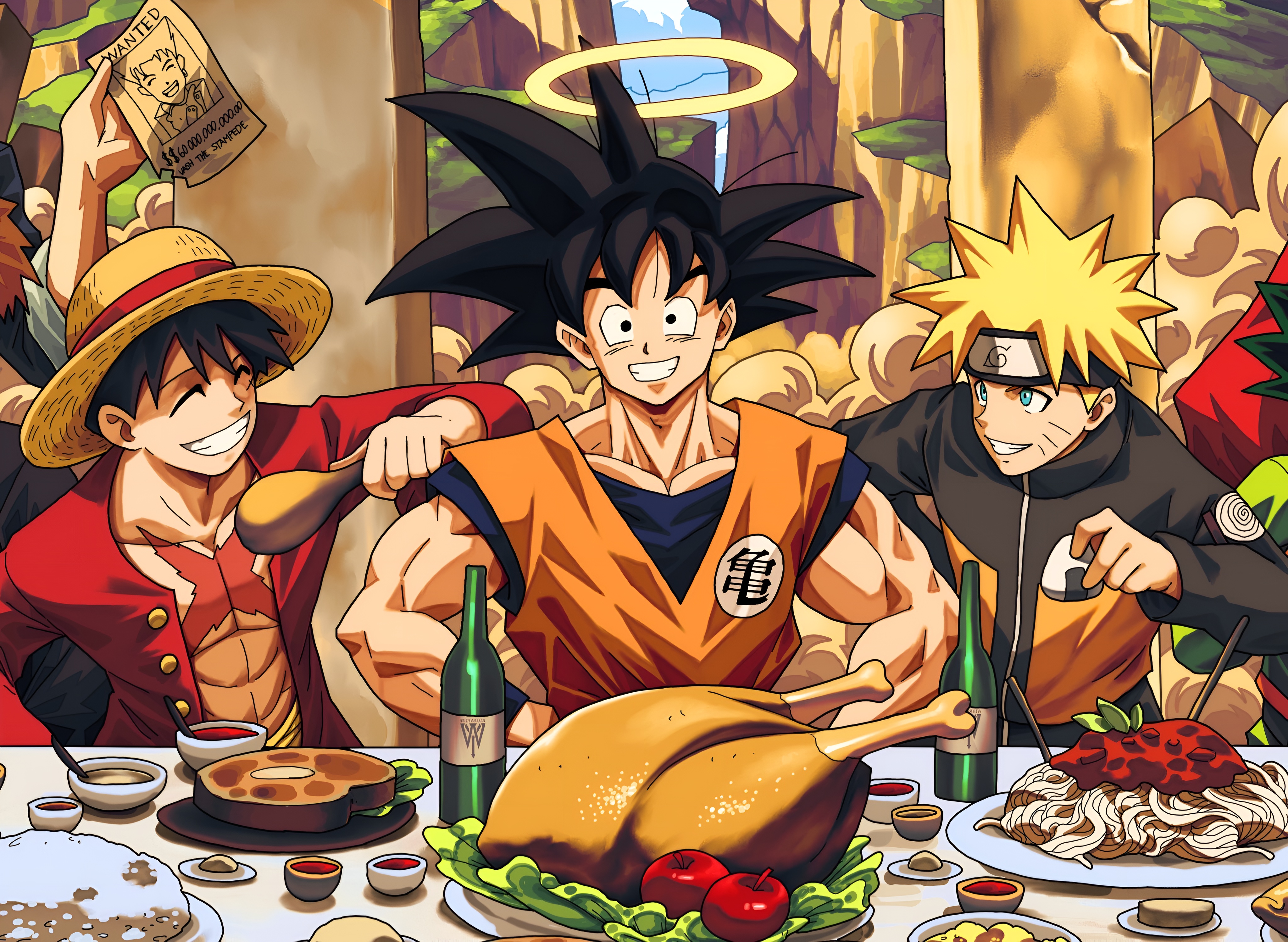 Anime Legends Thanksgiving Feast Wallpaper