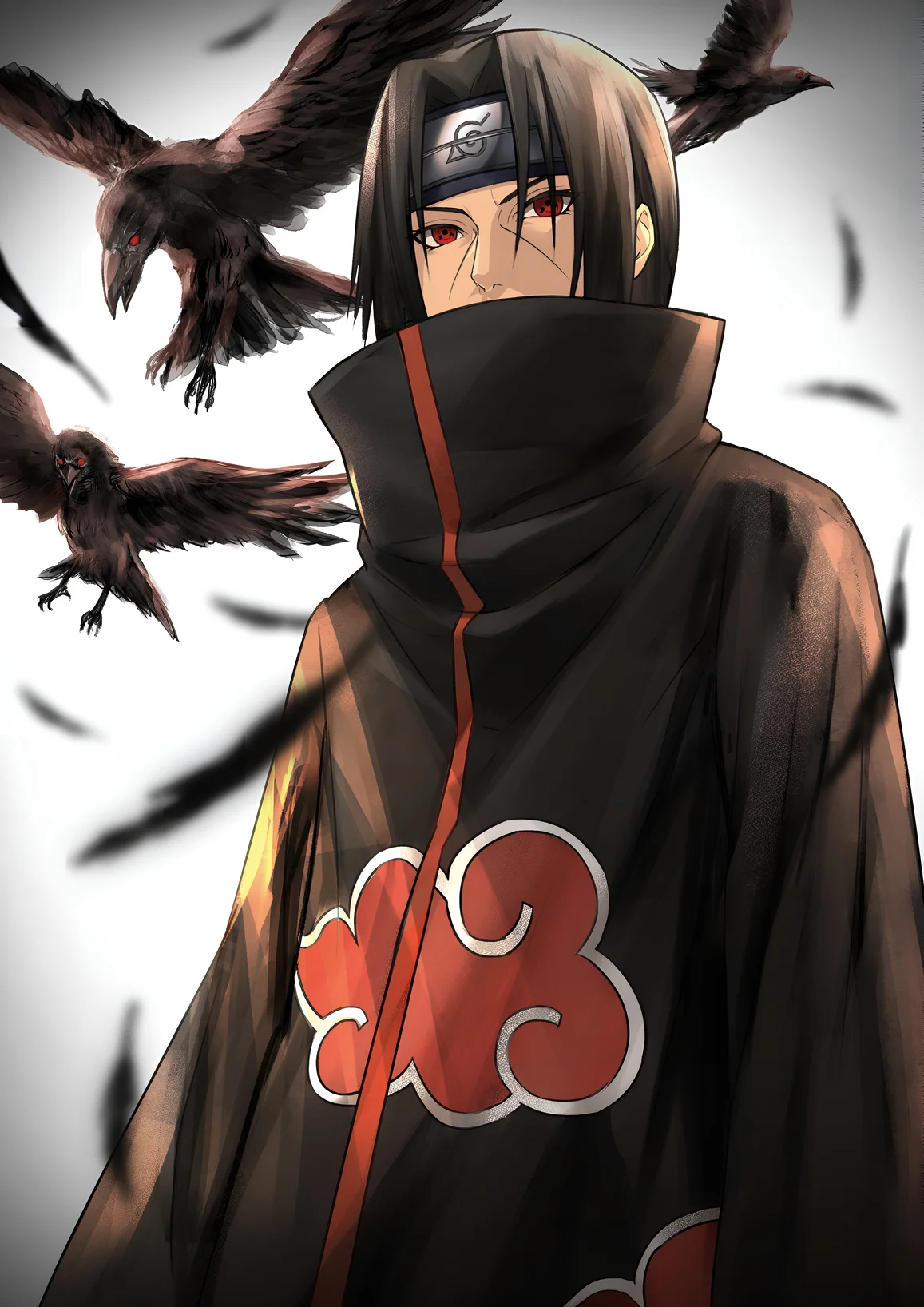 Itachi Uchiha Akatsuki Wallpaper with Crows 4K