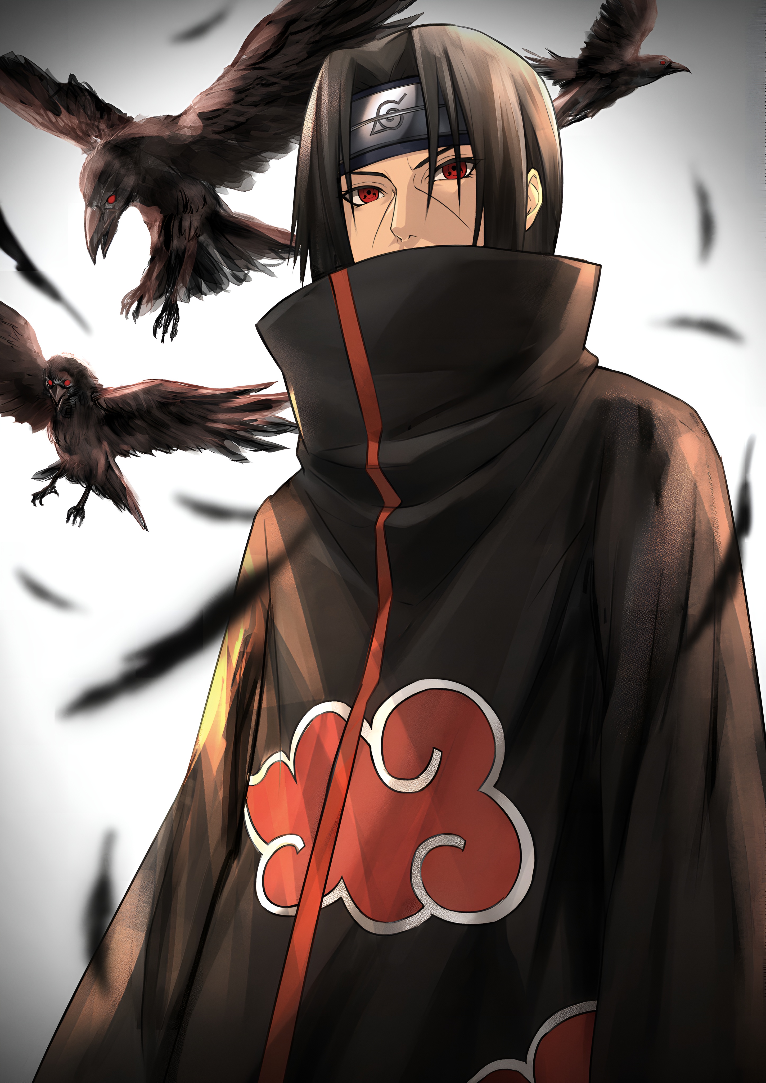 Itachi Uchiha Akatsuki Wallpaper with Crows 4K