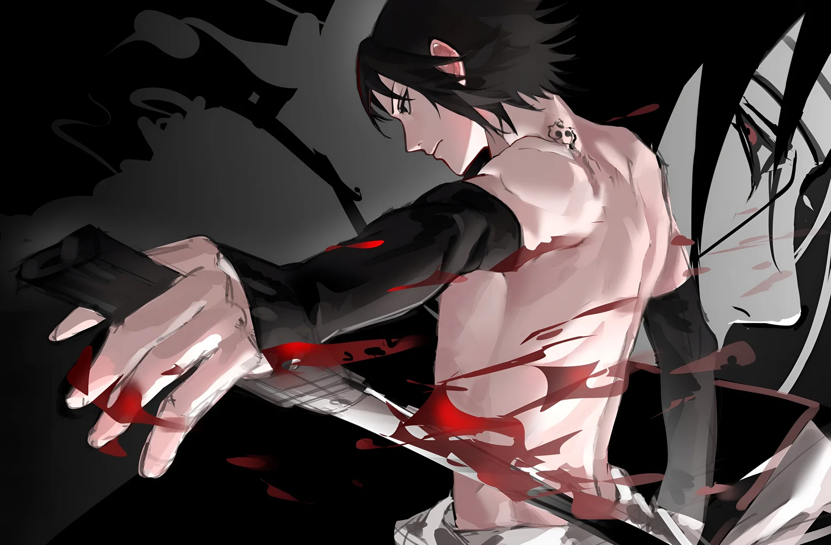 Imagini de fundal Sasuke Uchiha Dark Battle 4K