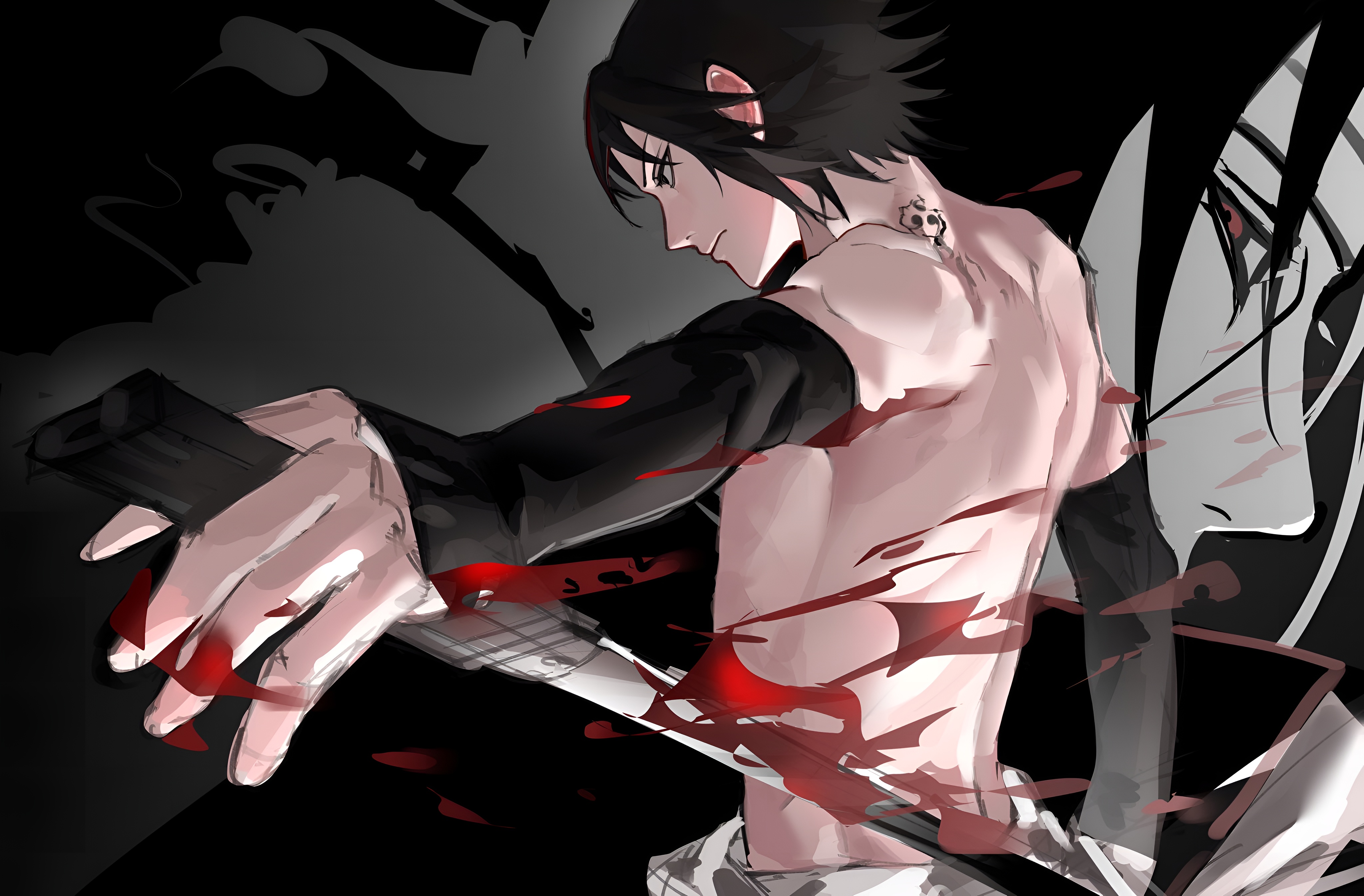 Sasuke Uchiha Dark Battle Wallpaper 4K