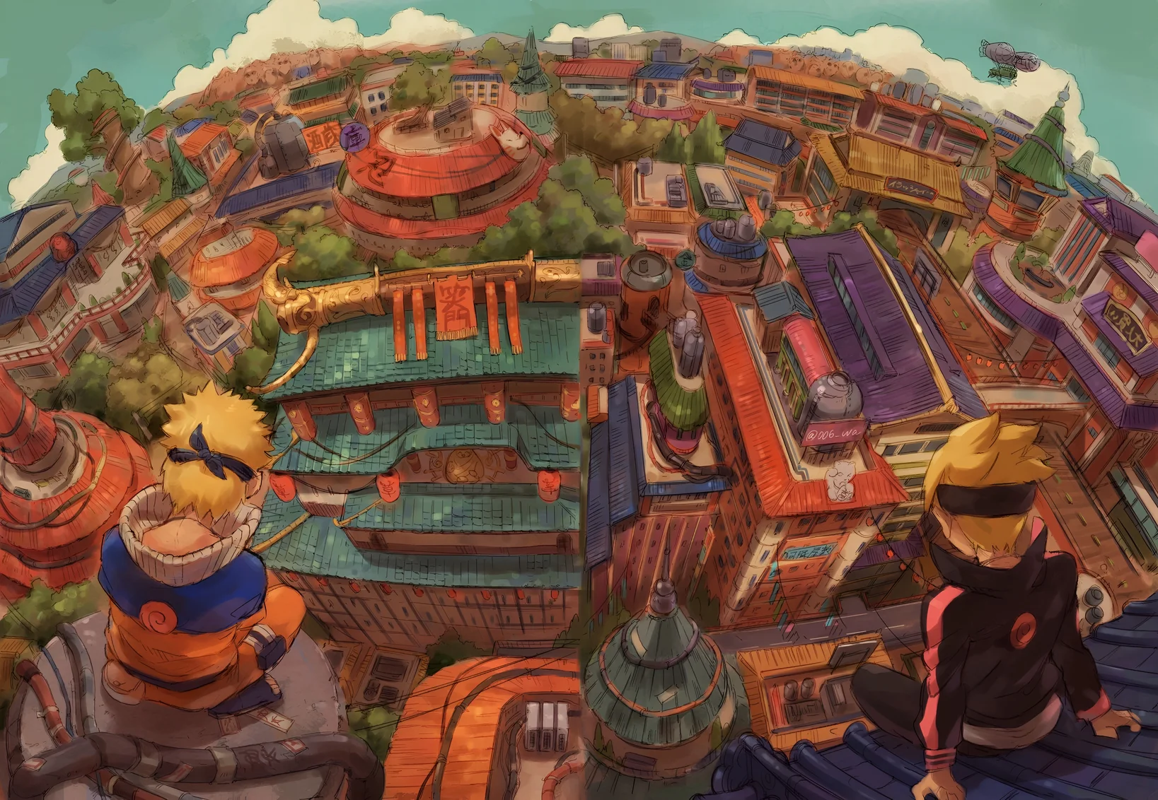 Naruto & Boruto Konoha Village 4K Wallpaper