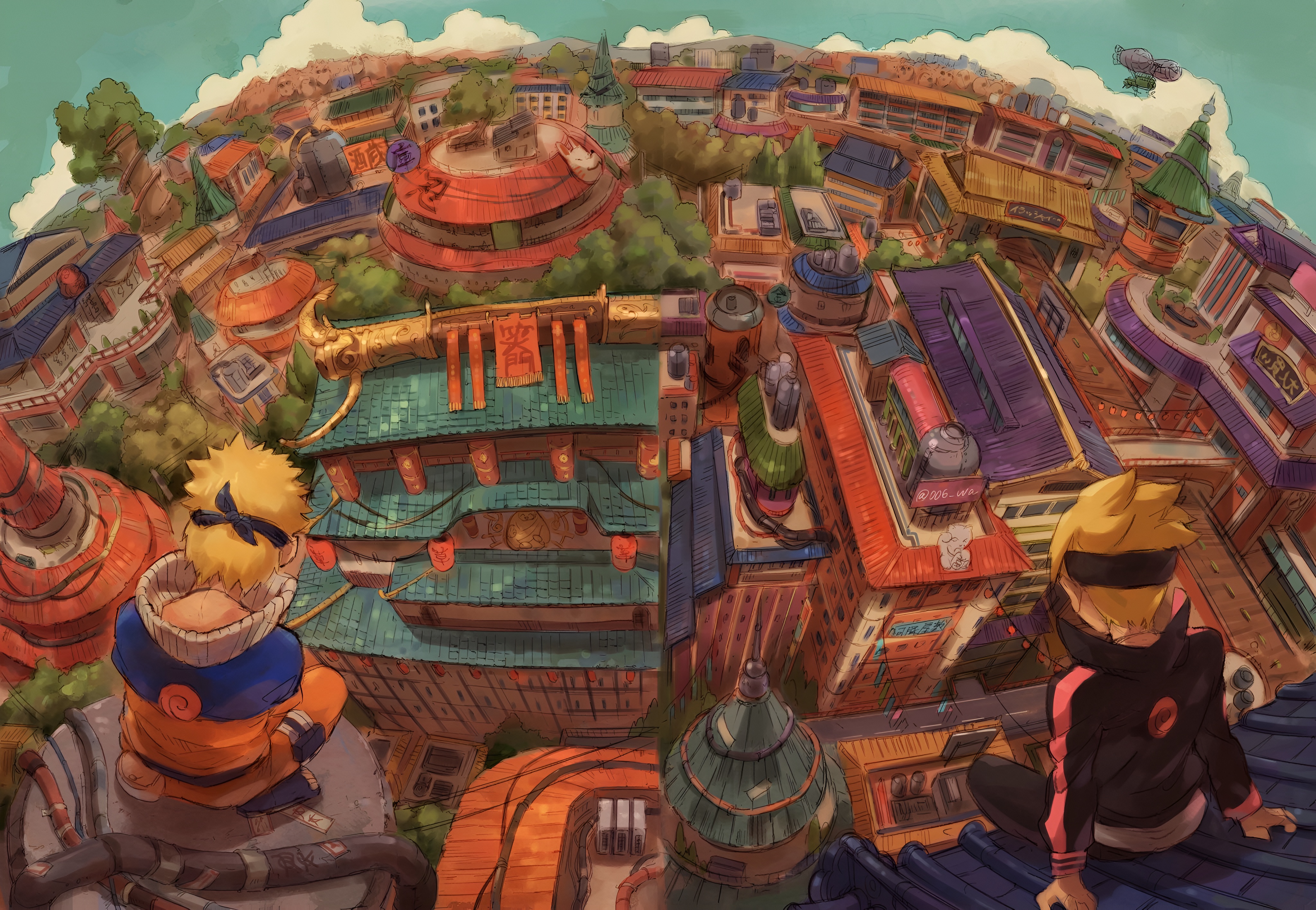 Naruto & Boruto Konoha Village 4K Wallpaper
