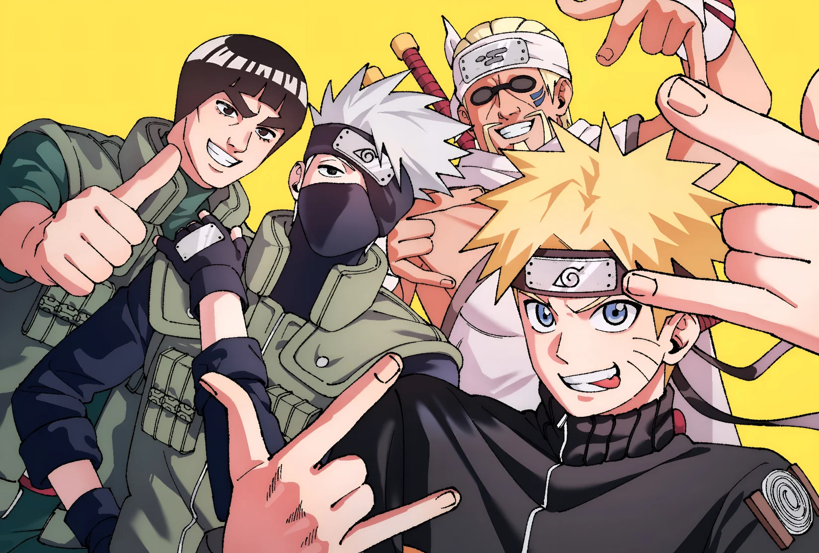 Imagini de fundal Naruto, Kakashi, Might Guy vs Killer Bee