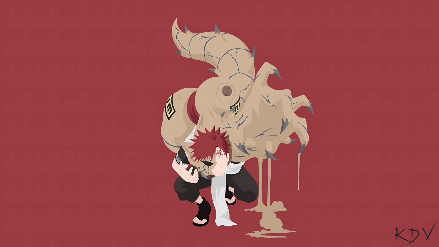 Imagini de fundal minimaliste 4K Gaara Shukaku