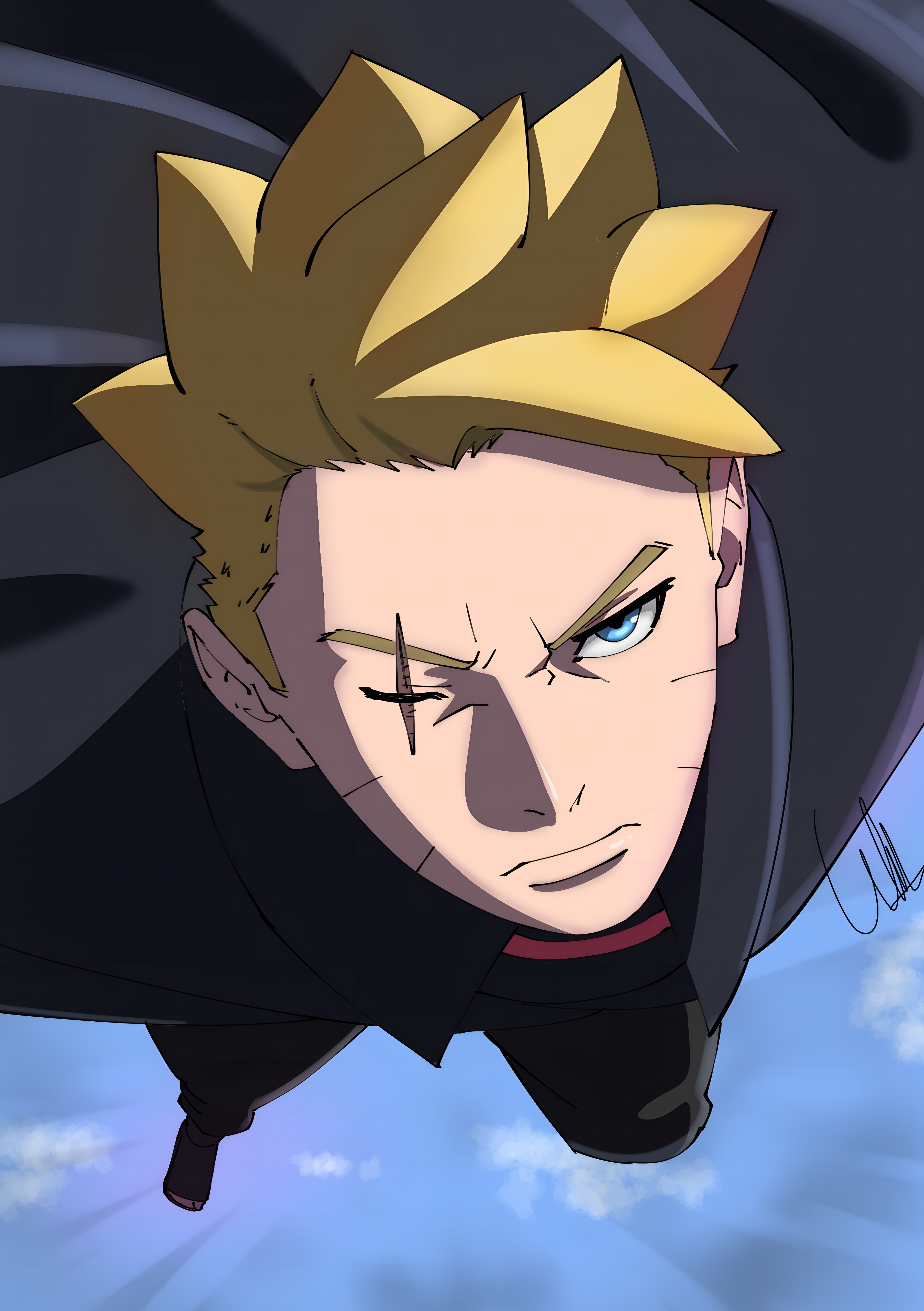 Boruto Uzumaki Aerial Dive 4K Wallpaper