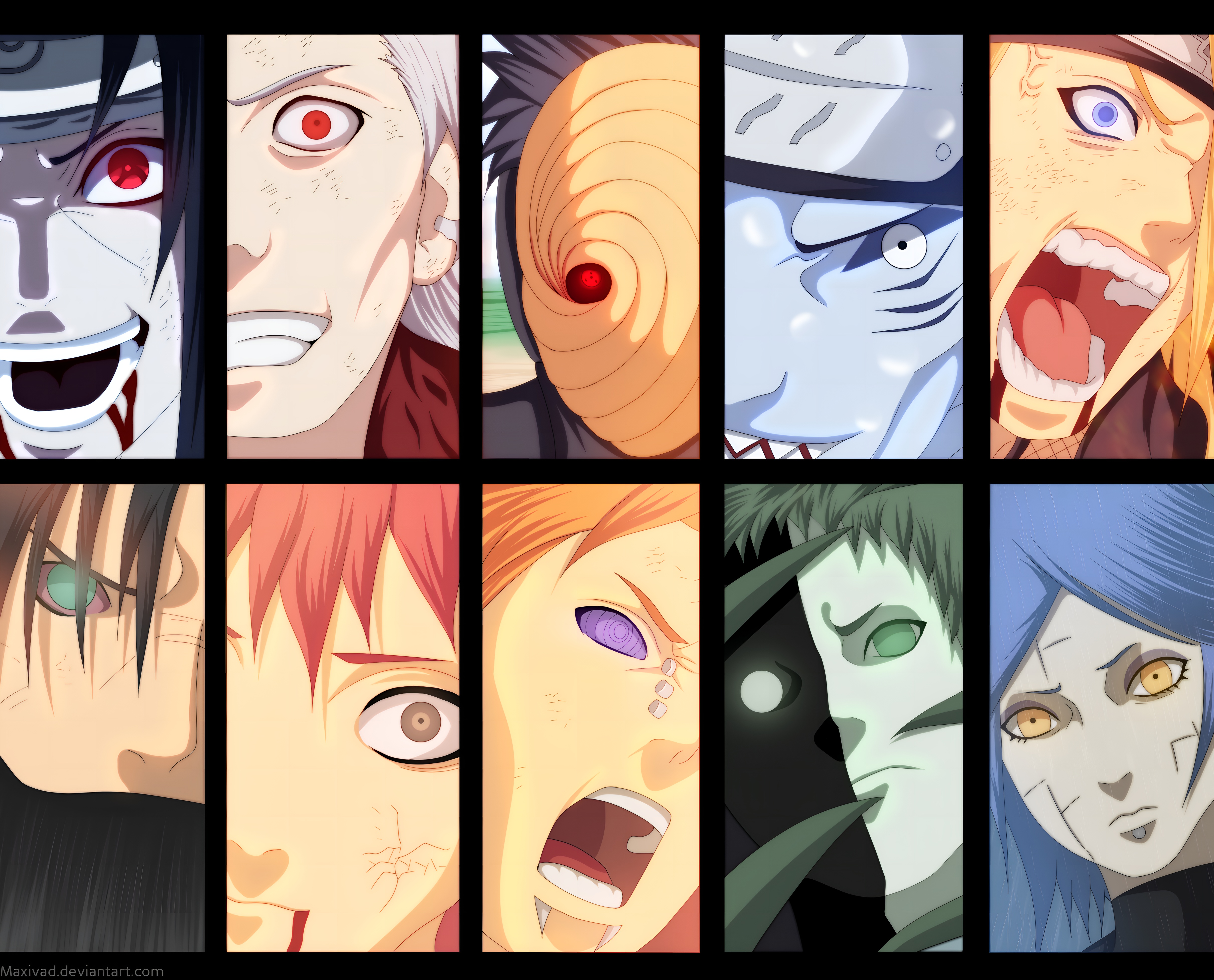 Naruto Villains Close-Up Collage 4K Wallpaper