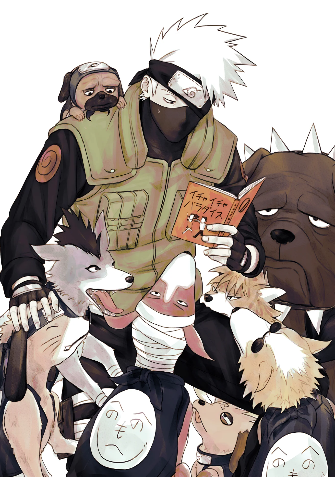 Imagine de fundal Kakashi Hatake cu câini ninja