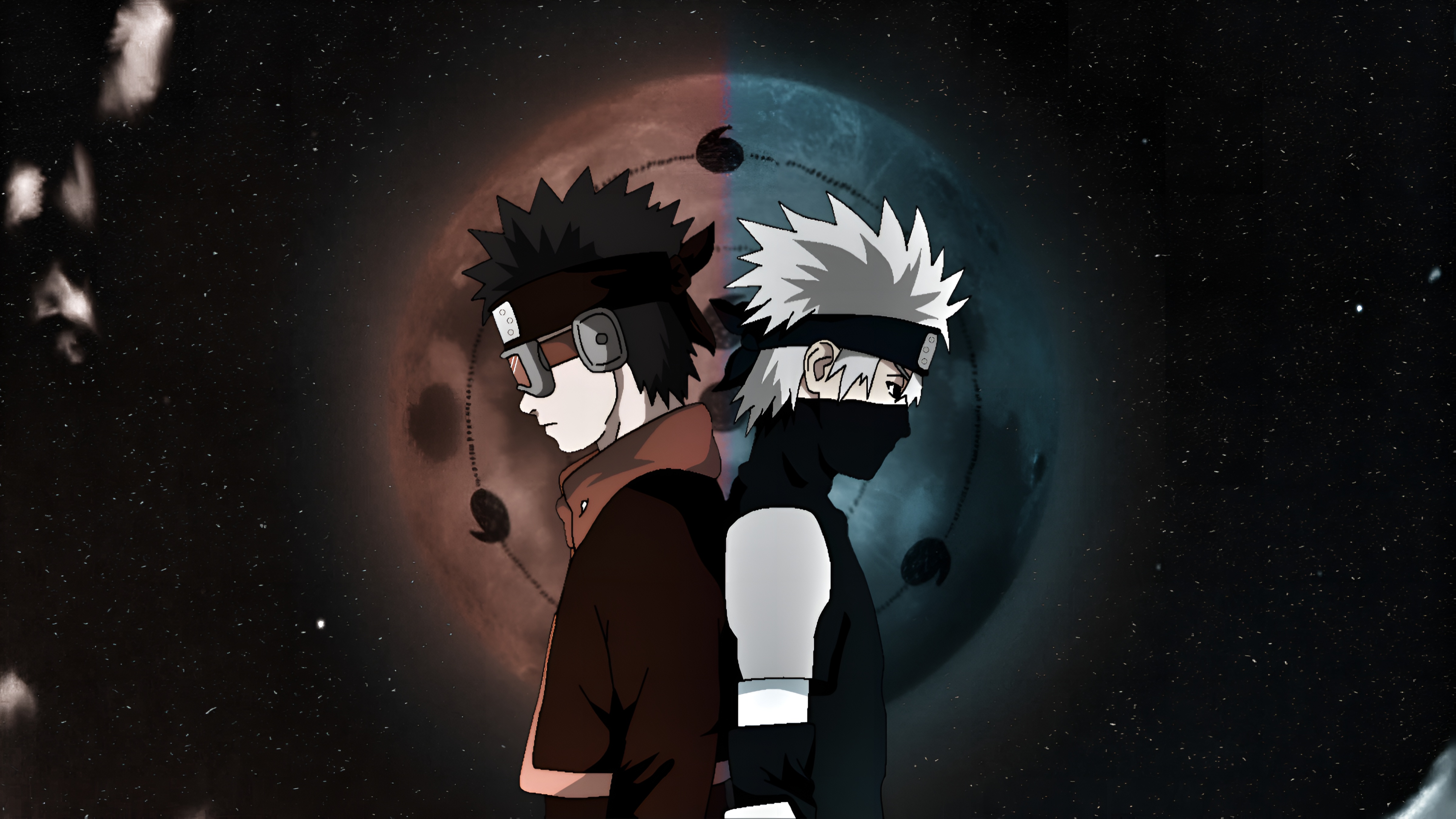 Kakashi & Obito Back-to-Back 4K Wallpaper