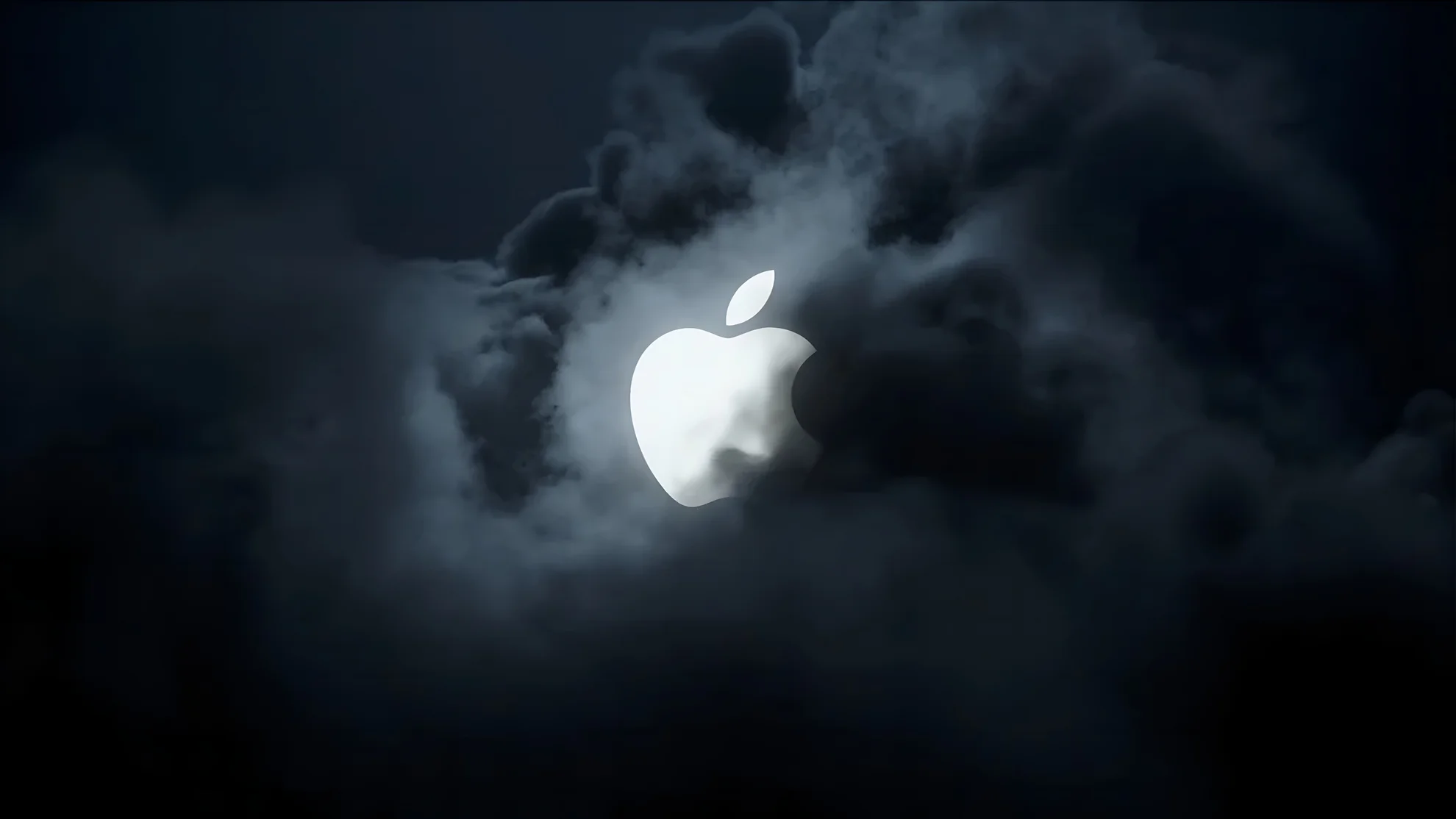 Apple Logo Stormy Night macOS 4K Wallpaper