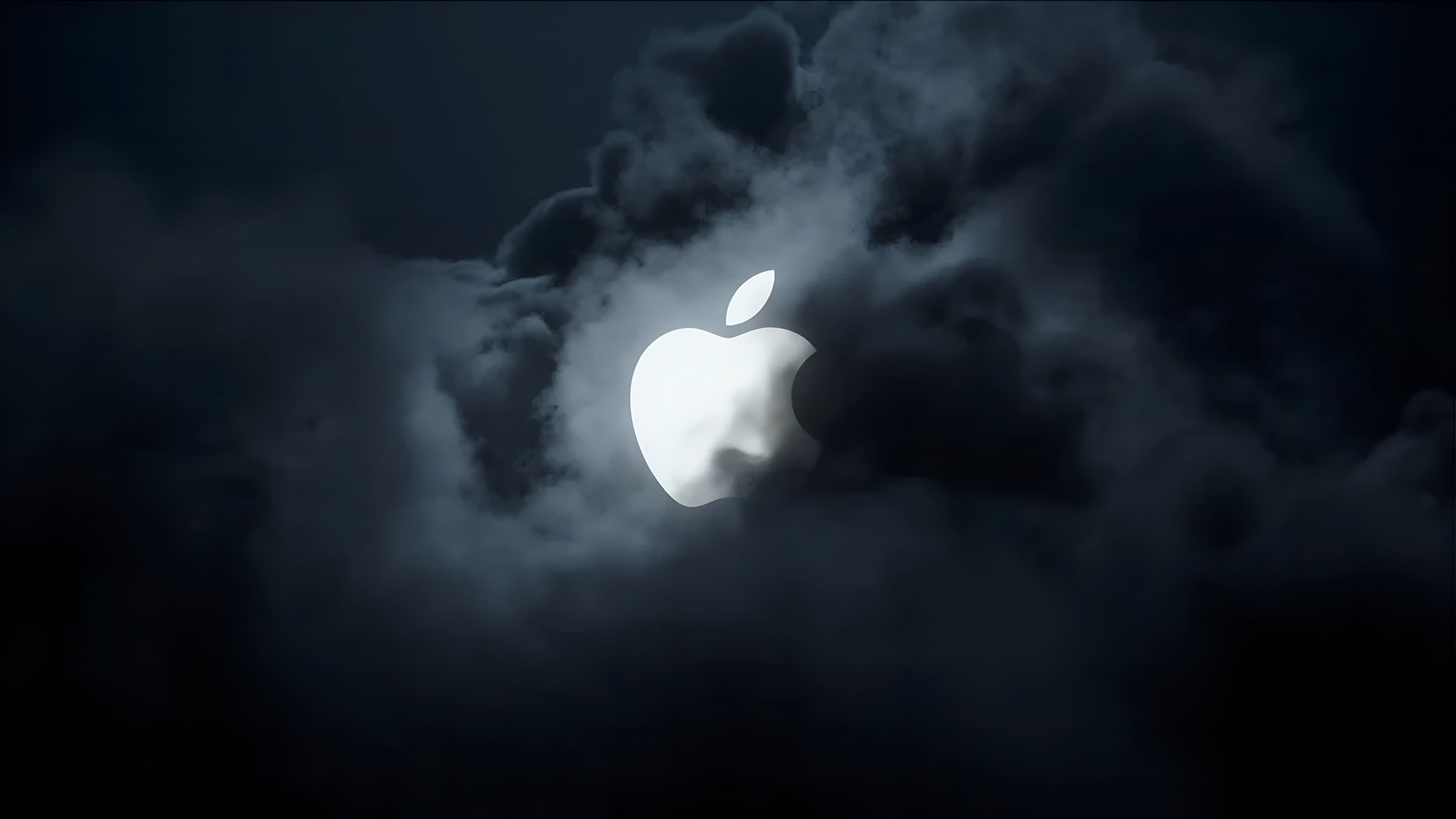 Apple Logo Stormy Night macOS 4K Wallpaper